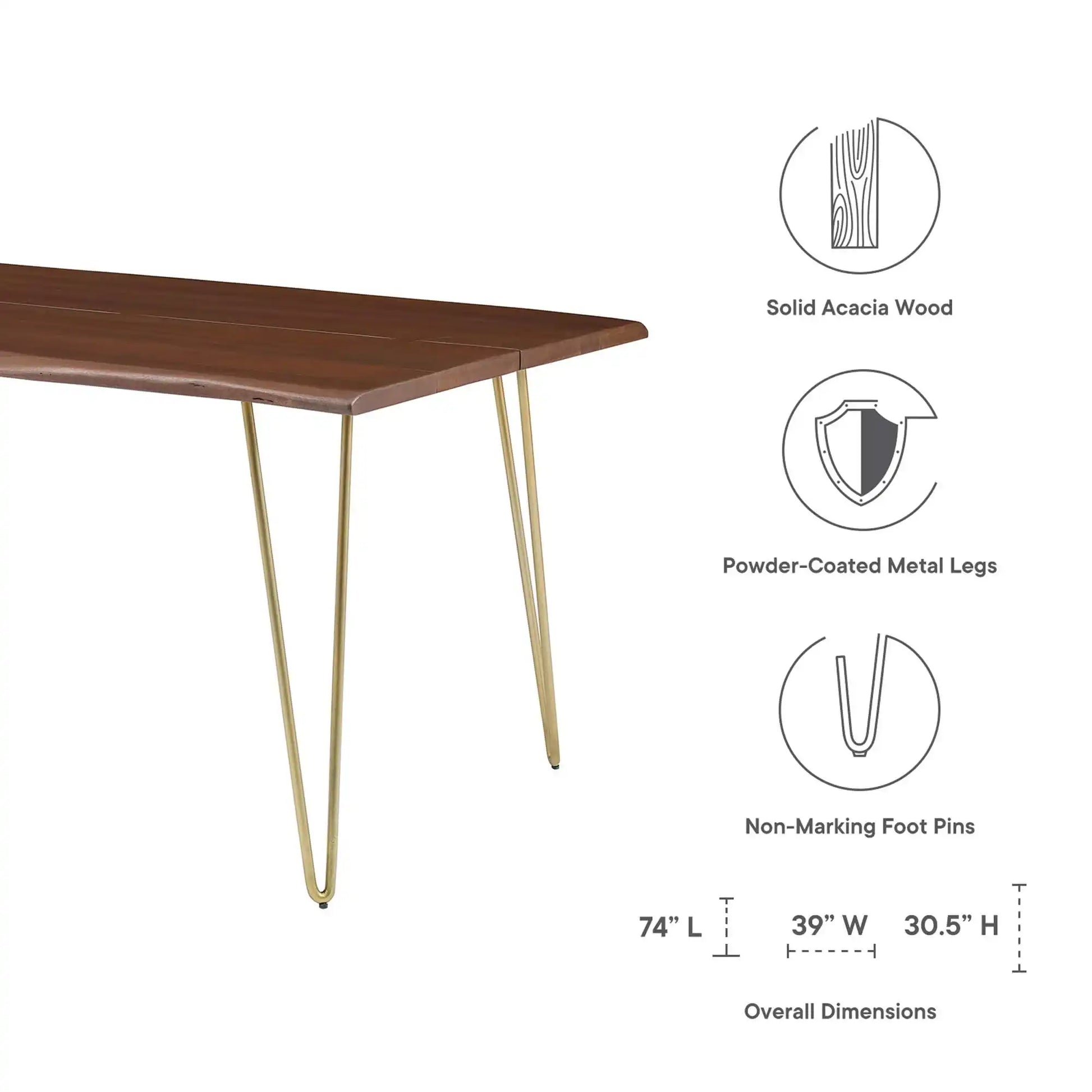 Ardor 74" Live Edge Acacia Wood Acacia Wood Dining Table by Modway - Best Buy Furniture