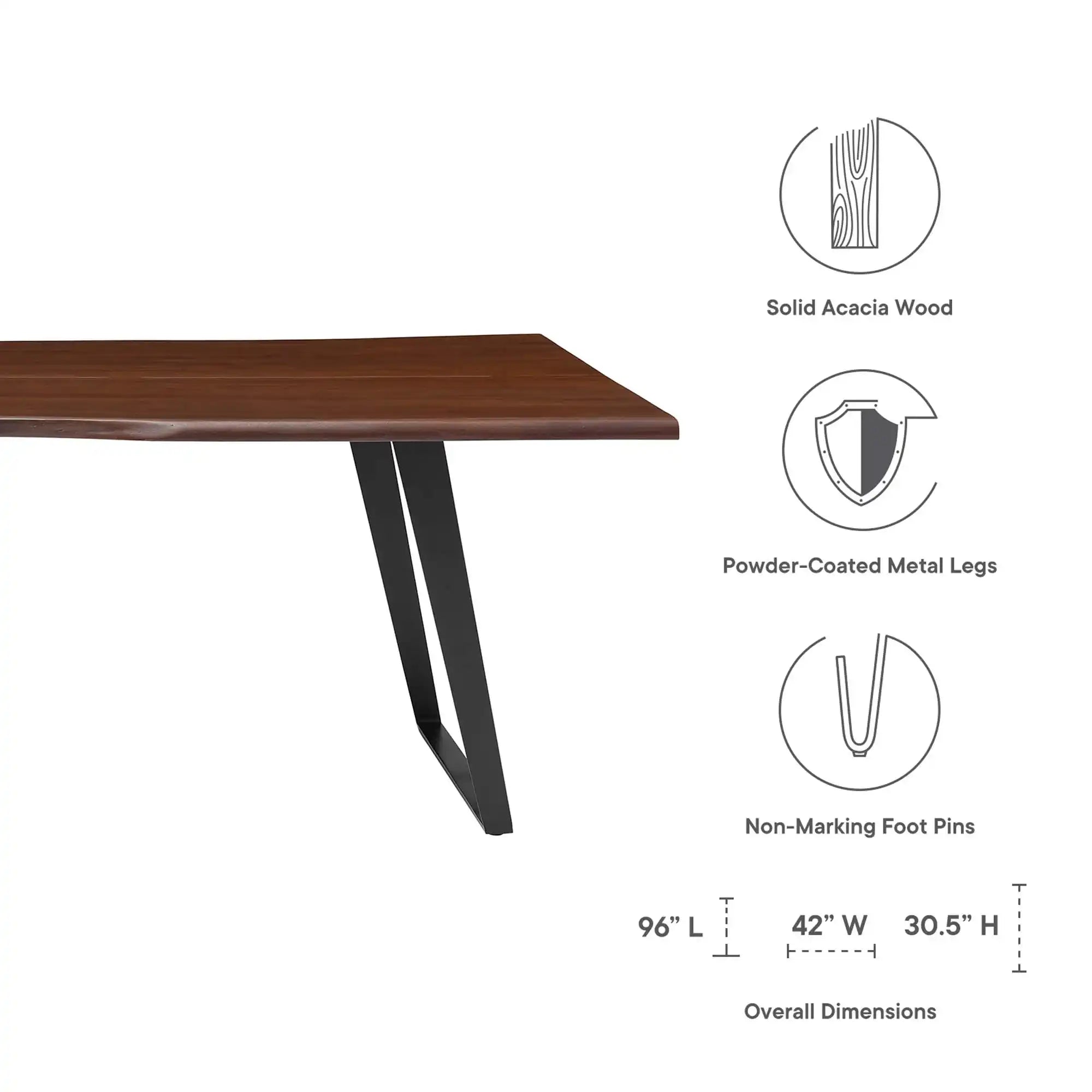 Viggo 96" Live Edge Acacia Wood Acacia Wood Dining Table by Modway - Best Buy Furniture