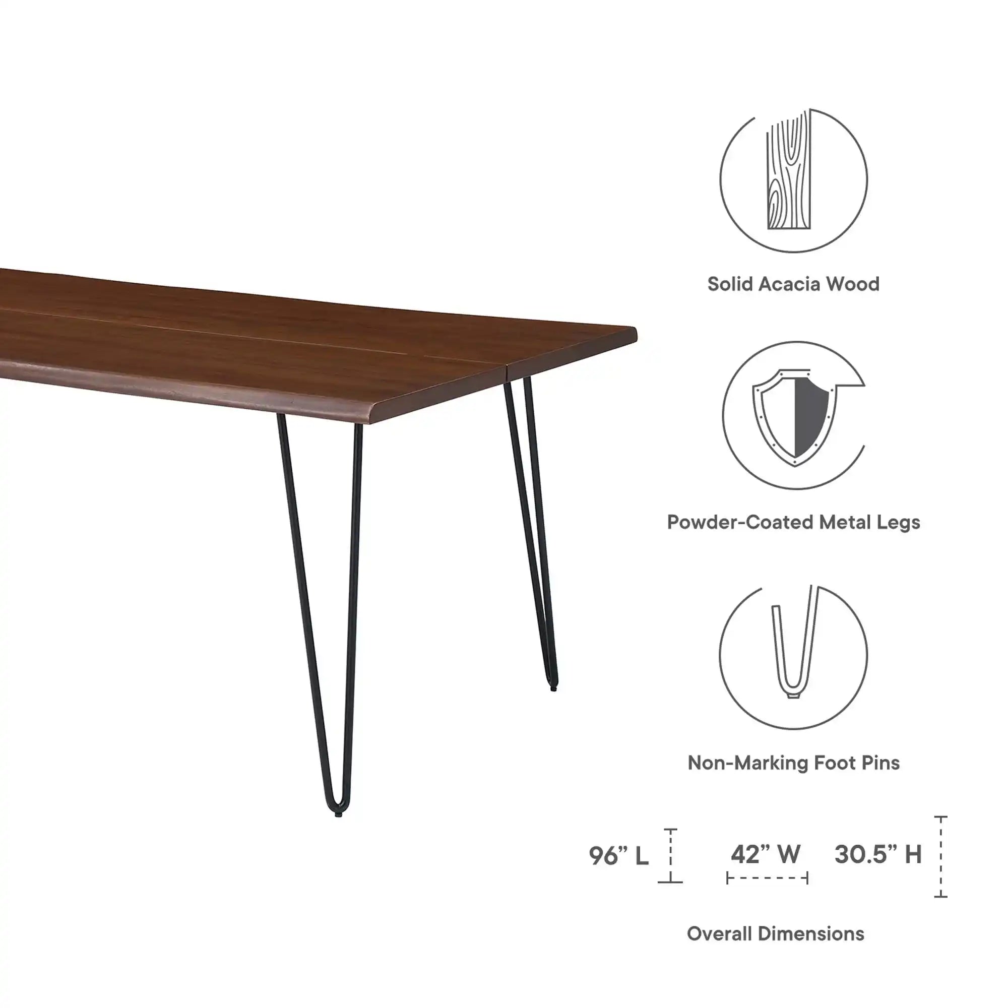 Ardor 96" Live Edge Acacia Wood Acacia Wood Dining Table by Modway - Best Buy Furniture