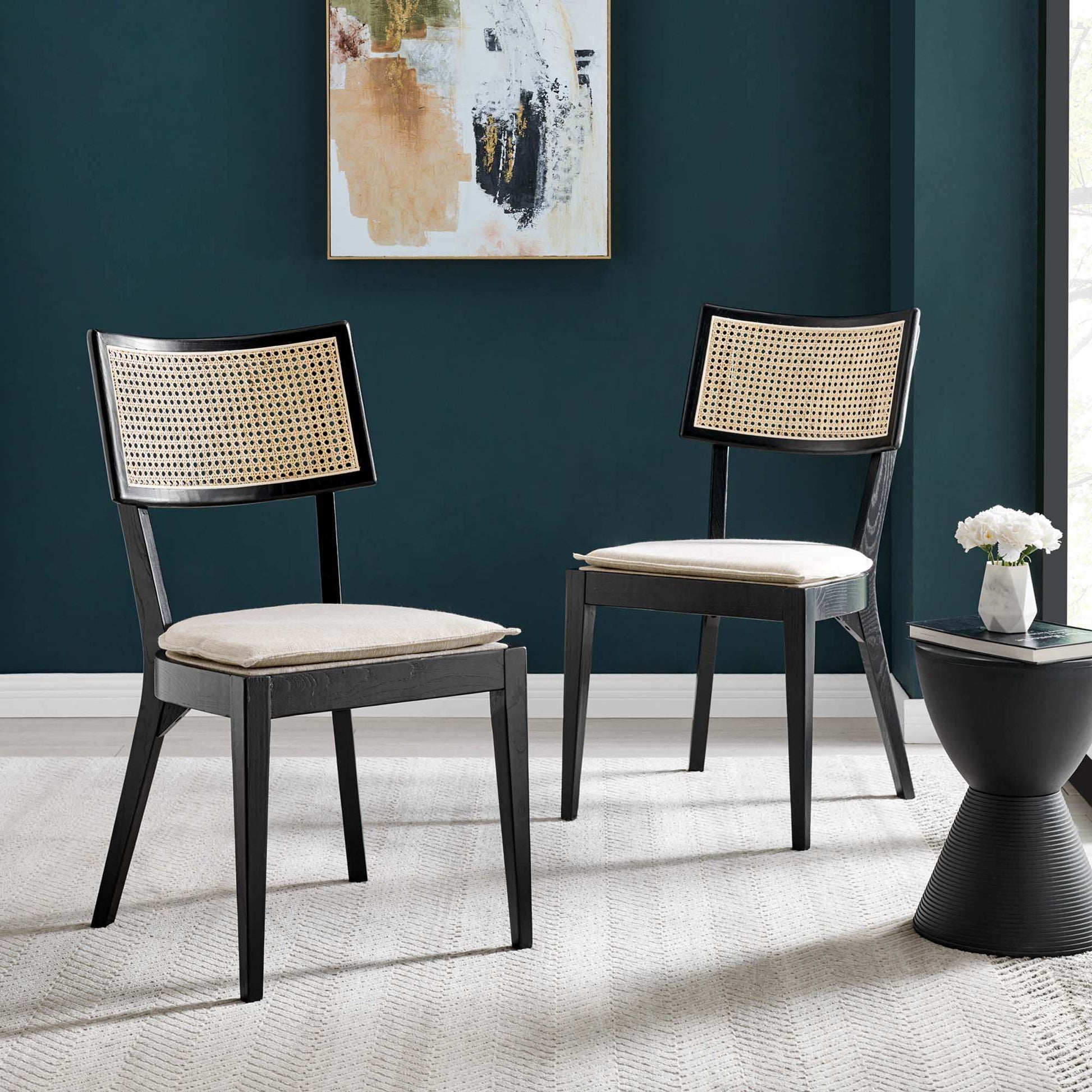 Caledonia Fabric Upholstered Wood Dining Chair Set of 2 by Modway - Best Buy Furniture