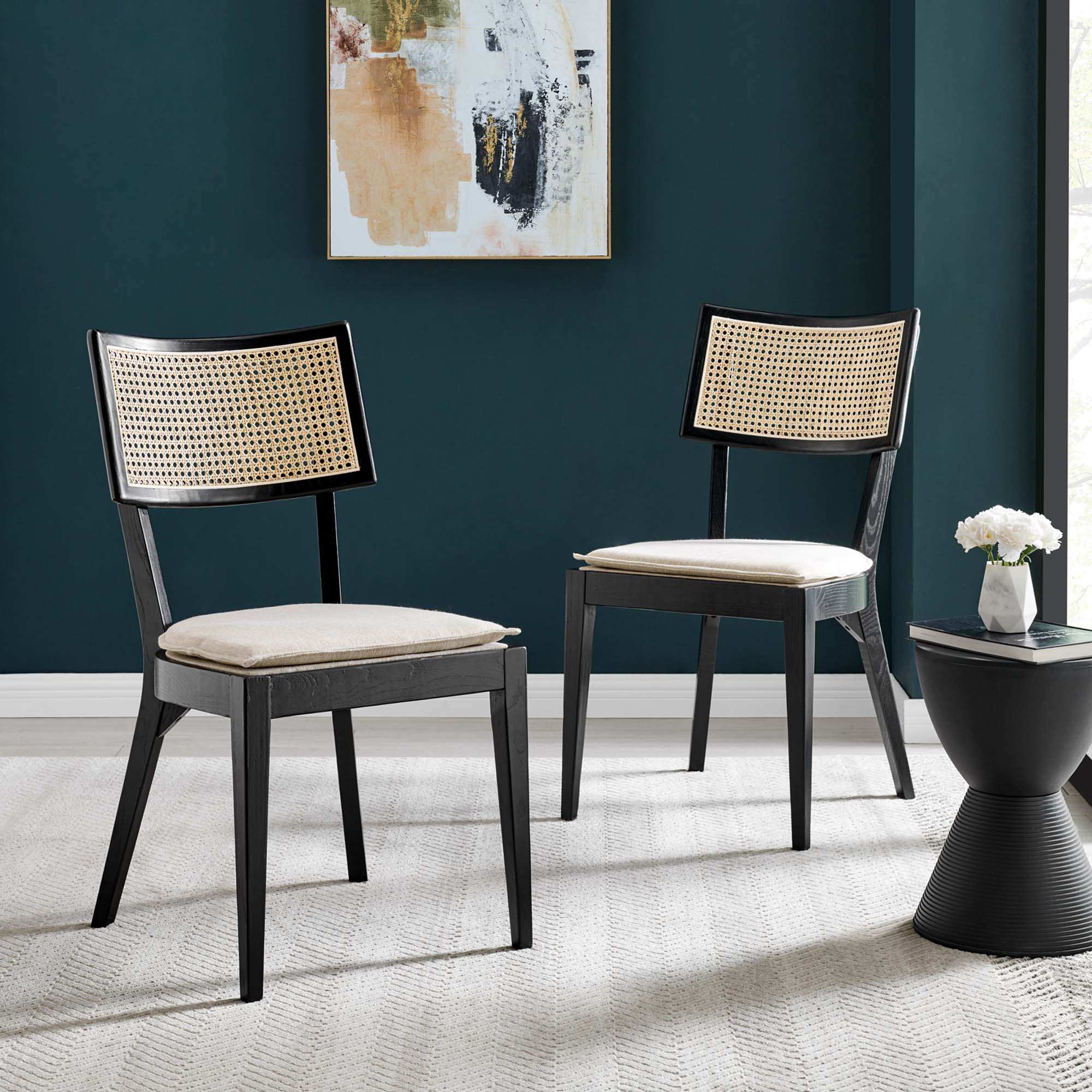Caledonia Fabric Upholstered Wood Dining Chair Set of 2 by Modway - Best Buy Furniture