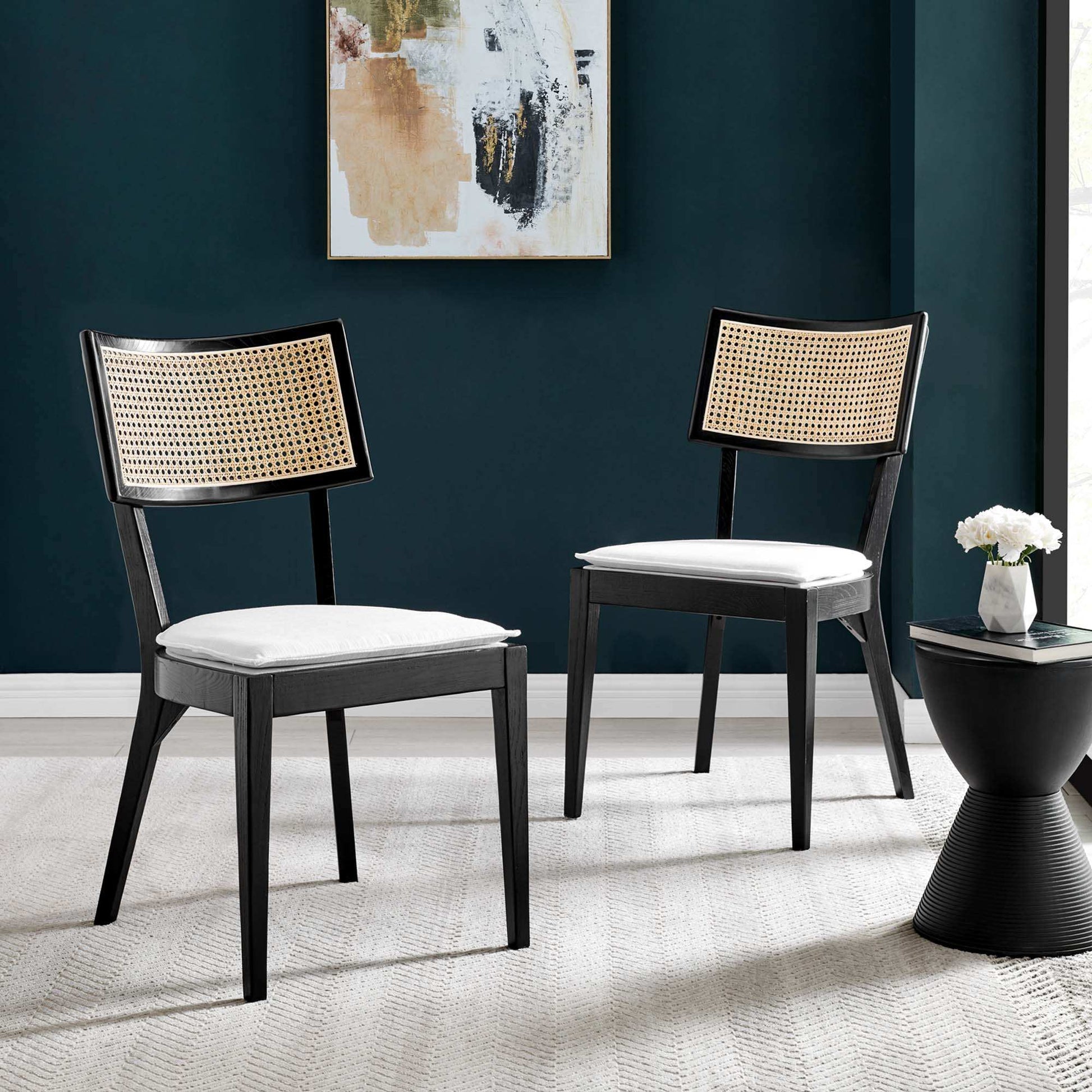 Caledonia Fabric Upholstered Wood Dining Chair Set of 2 by Modway - Best Buy Furniture