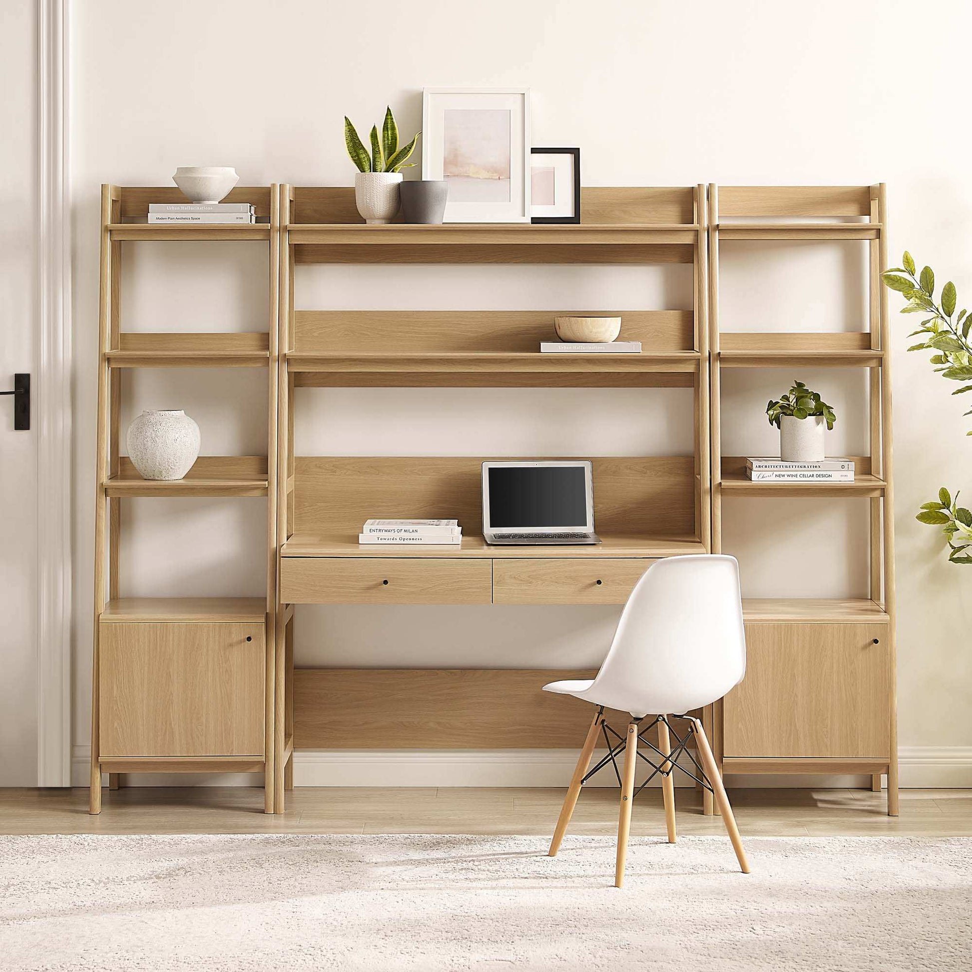 Bixby 3-Piece Wood Office Desk and Bookshelf by Modway - Best Buy Furniture
