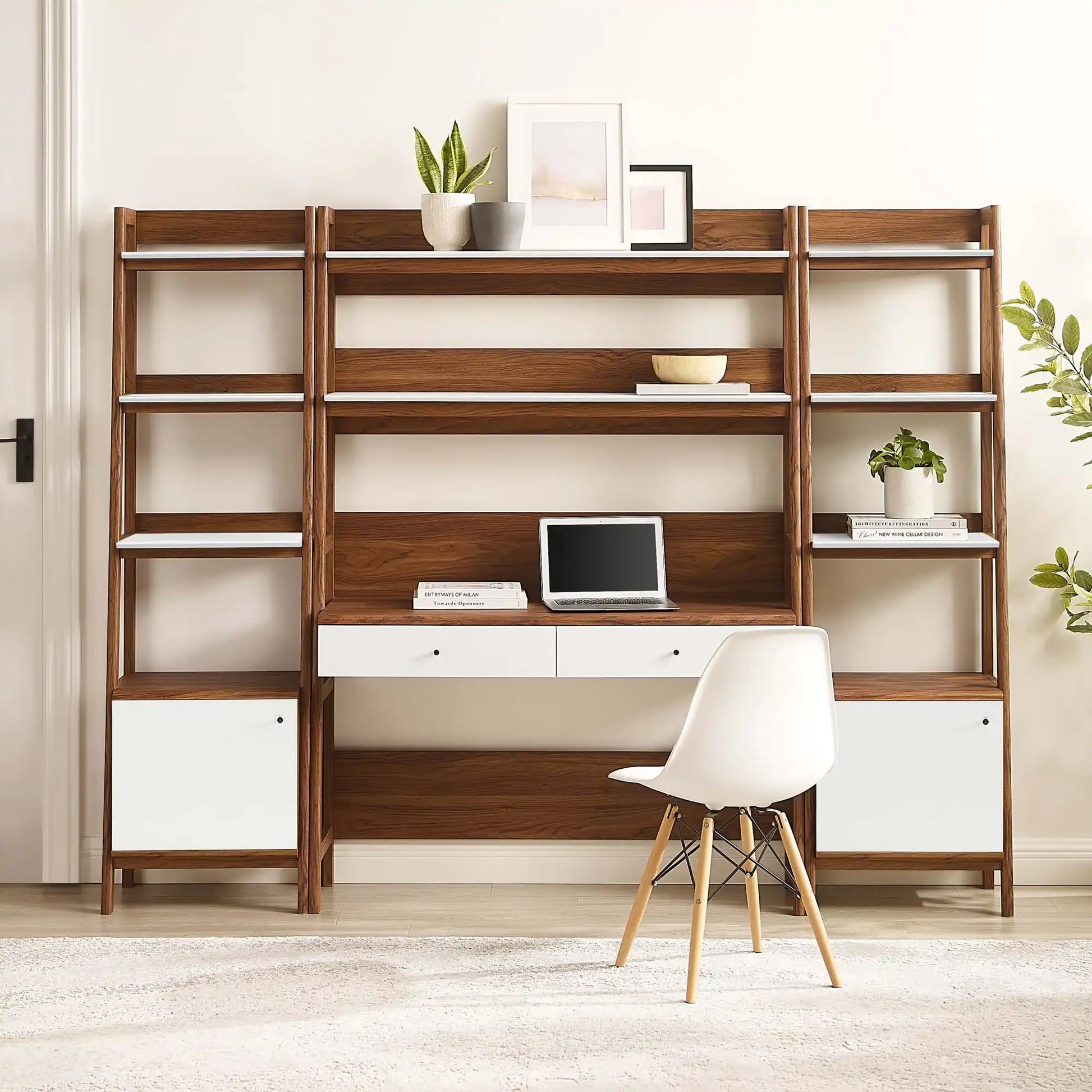 Bixby 3-Piece Wood Office Desk and Bookshelf by Modway - Best Buy Furniture