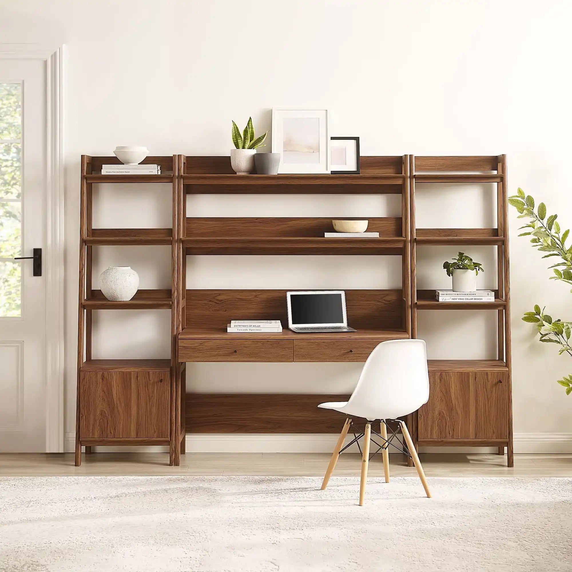 Bixby 3-Piece Wood Office Desk and Bookshelf by Modway - Best Buy Furniture