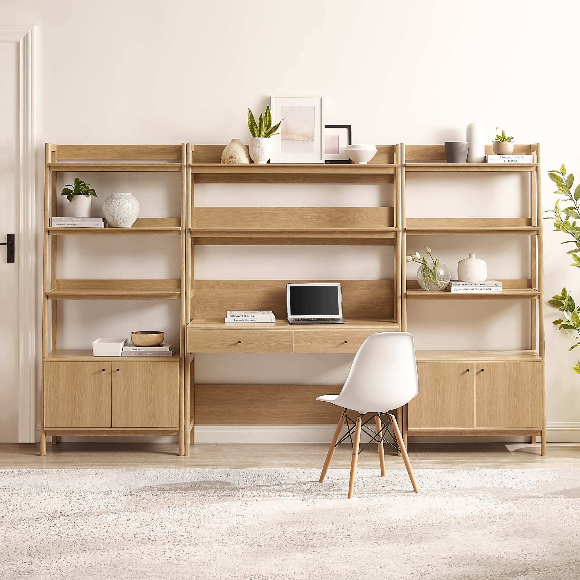 Bixby 3-Piece Wood Office Desk and Bookshelf by Modway - Best Buy Furniture