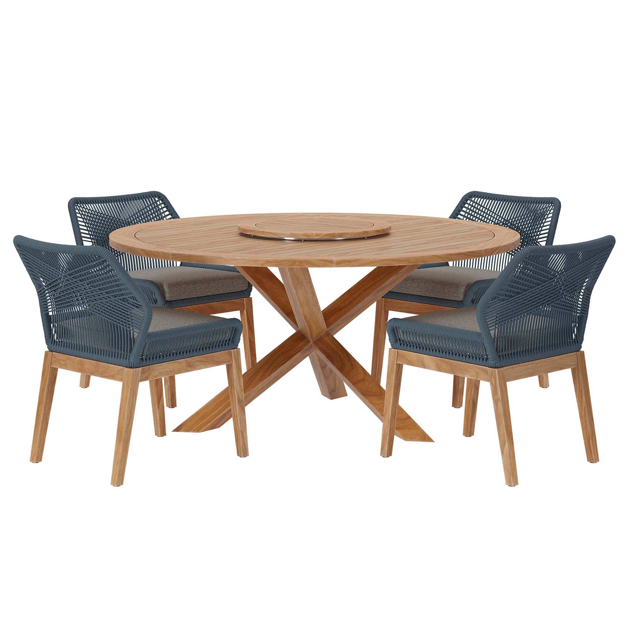 Wellspring 5-Piece Outdoor Patio Teak Wood Dining Set by Modway - Best Buy Furniture