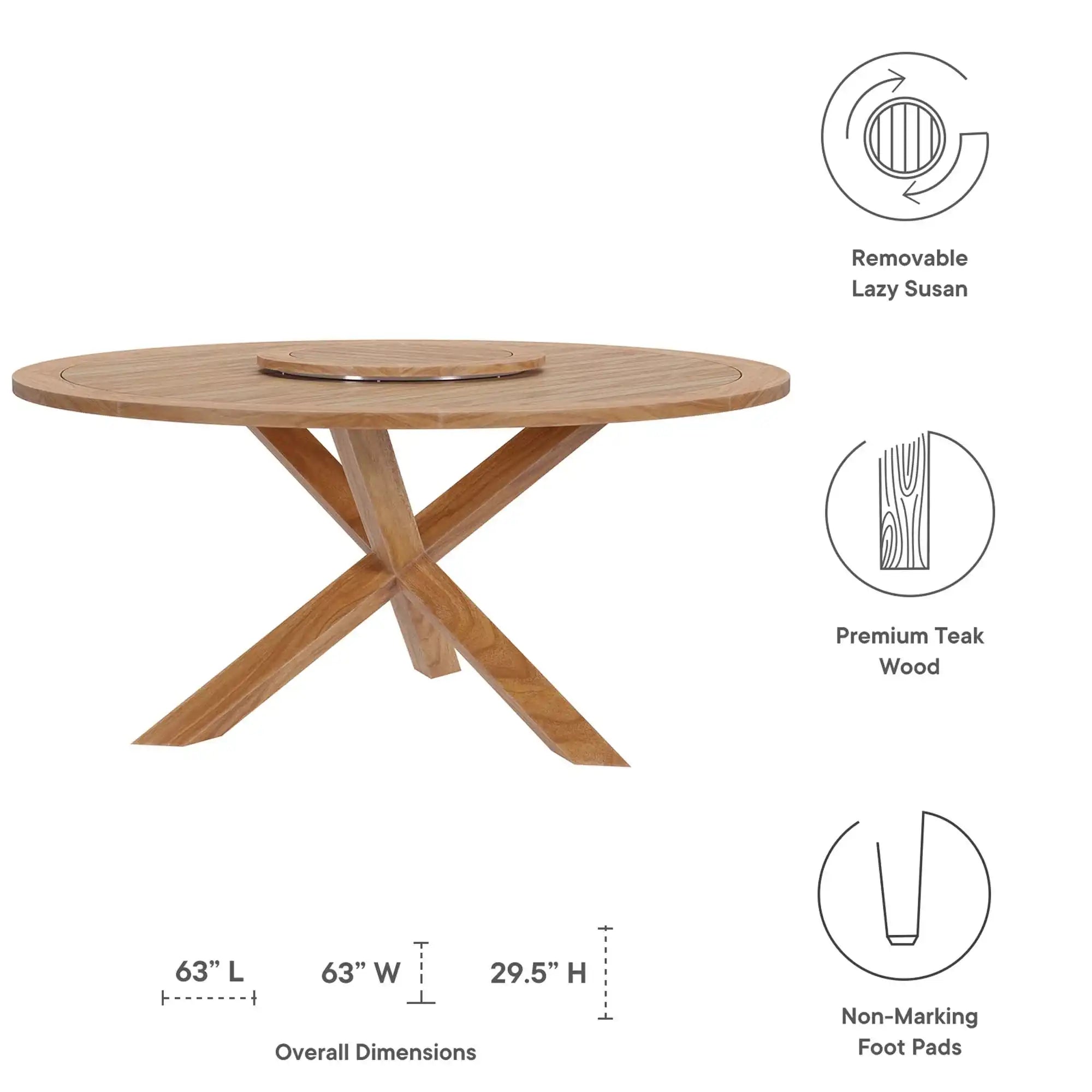 Wellspring 5-Piece Outdoor Patio Teak Wood Dining Set by Modway - Best Buy Furniture