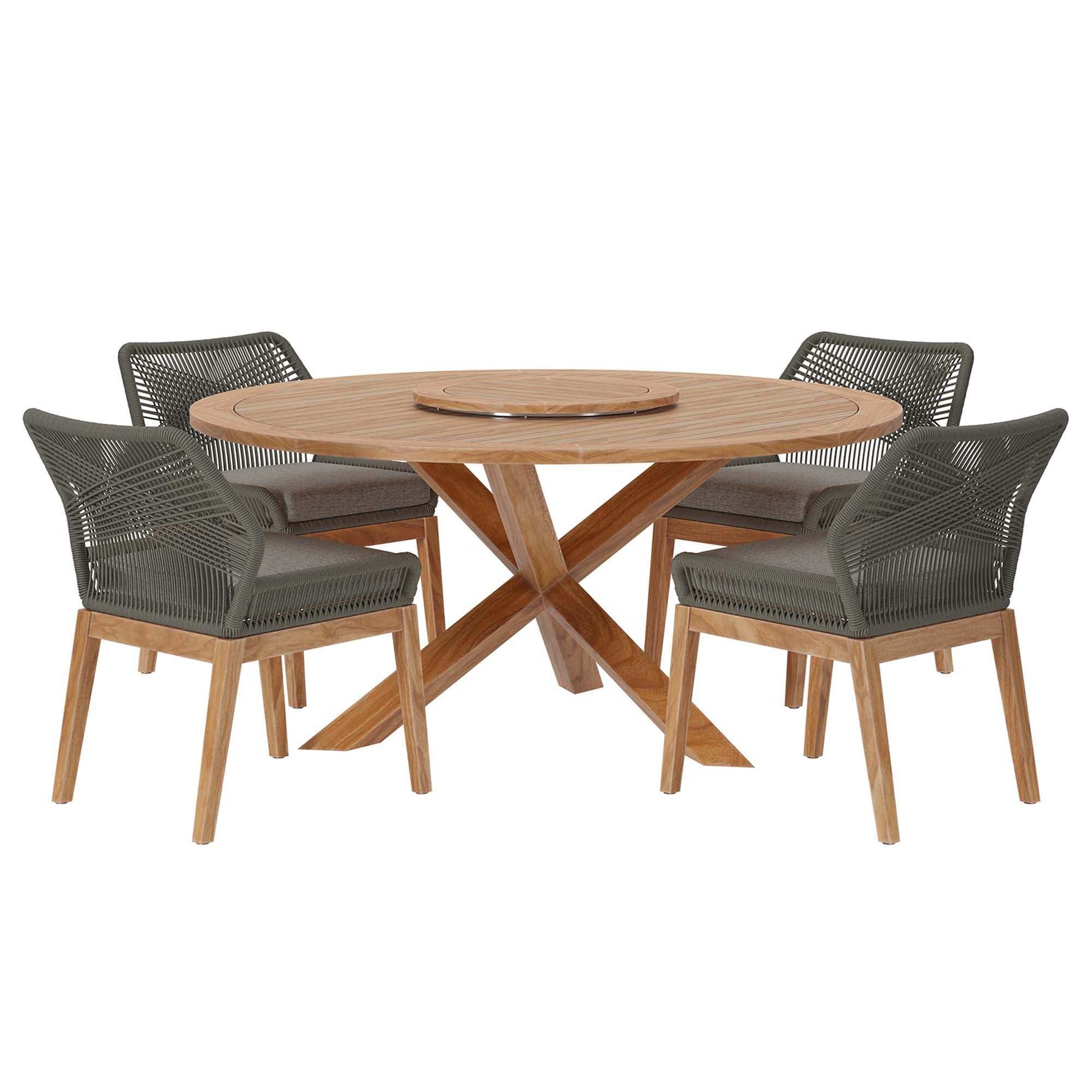 Wellspring 5-Piece Outdoor Patio Teak Wood Dining Set by Modway - Best Buy Furniture