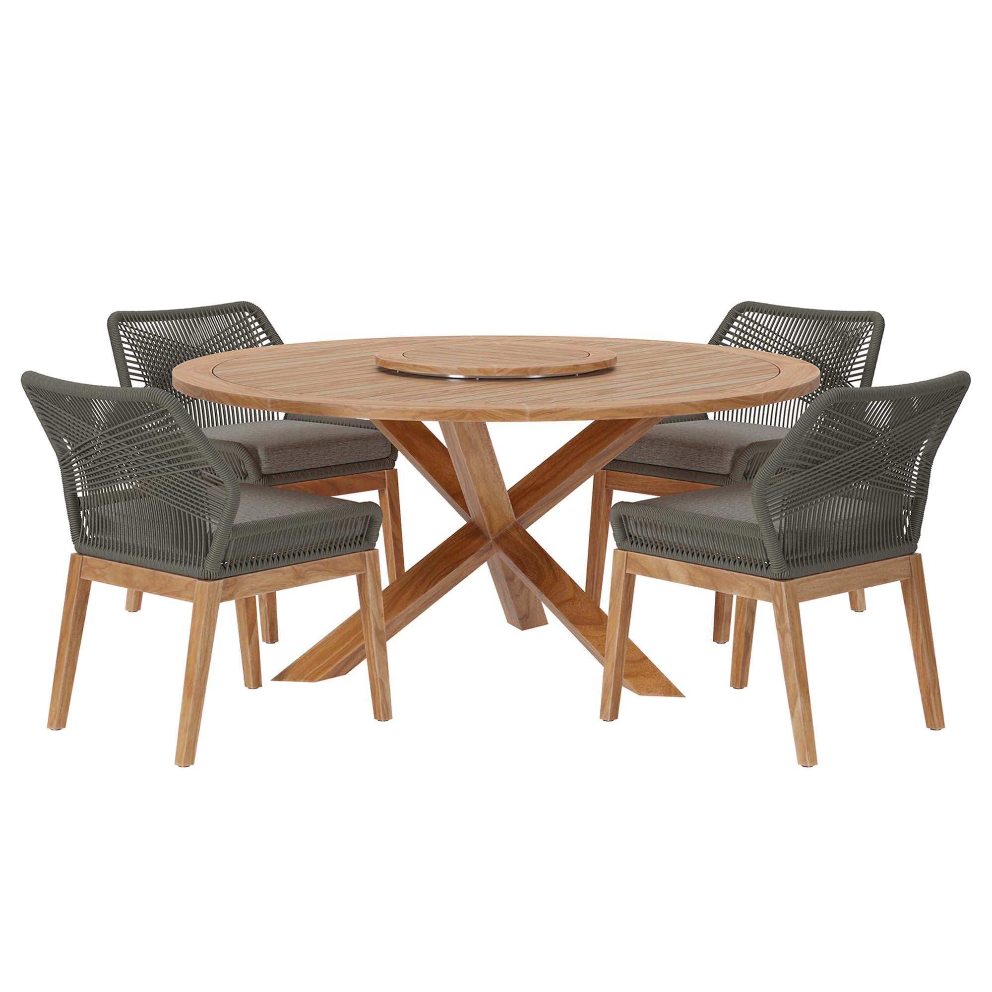 Wellspring 5-Piece Outdoor Patio Teak Wood Dining Set by Modway - Best Buy Furniture