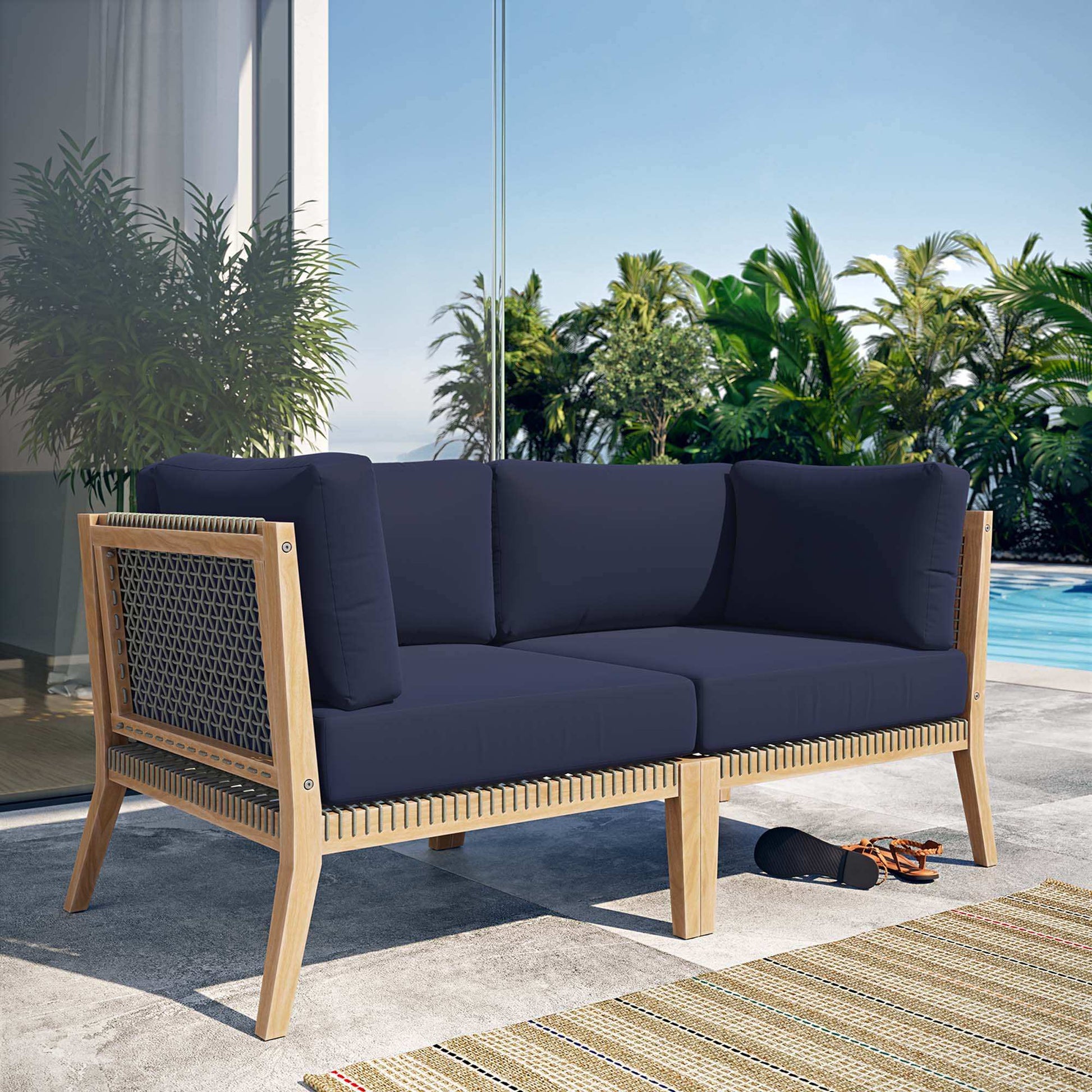 Clearwater Outdoor Patio Teak Wood Loveseat by Modway - Best Buy Furniture