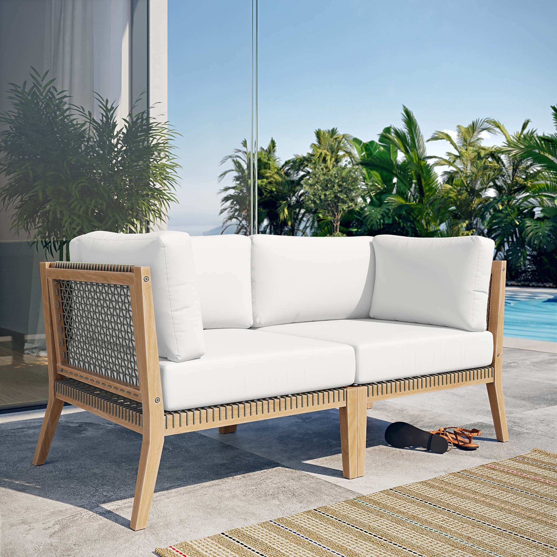 Clearwater Outdoor Patio Teak Wood Loveseat by Modway - Best Buy Furniture