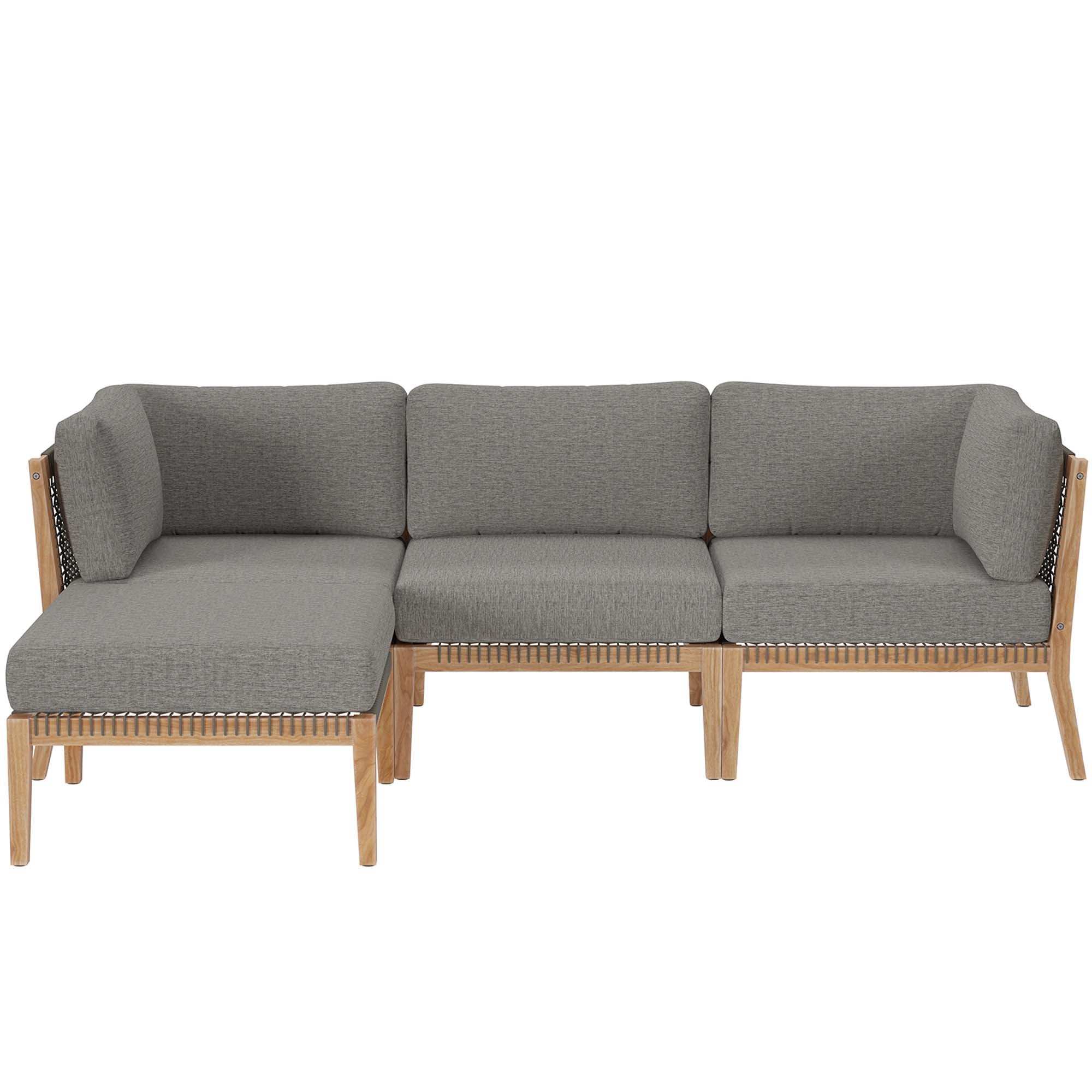 Clearwater 4-Piece Outdoor Patio Teak Wood Sectional Sofa by Modway - Best Buy Furniture