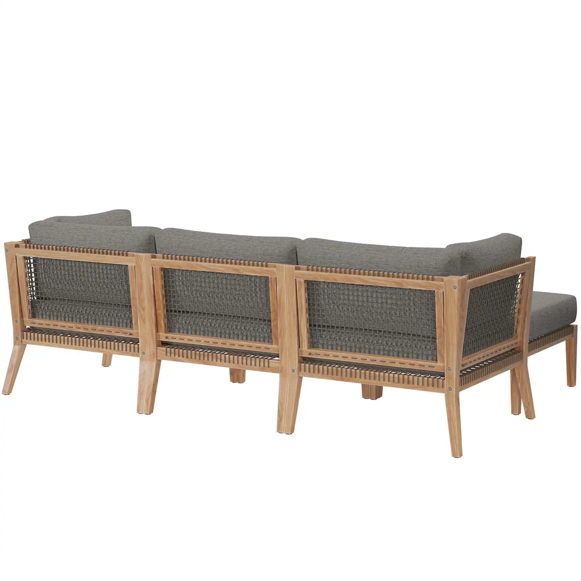 Clearwater 4-Piece Outdoor Patio Teak Wood Sectional Sofa by Modway - Best Buy Furniture