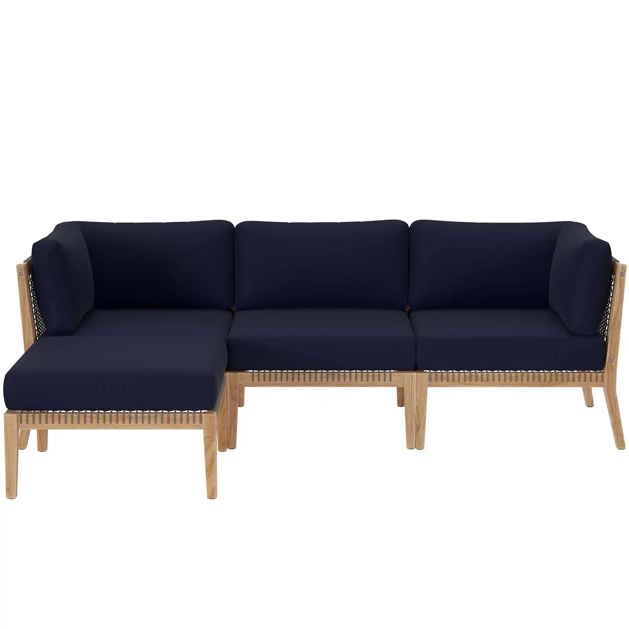 Clearwater 4-Piece Outdoor Patio Teak Wood Sectional Sofa by Modway - Best Buy Furniture