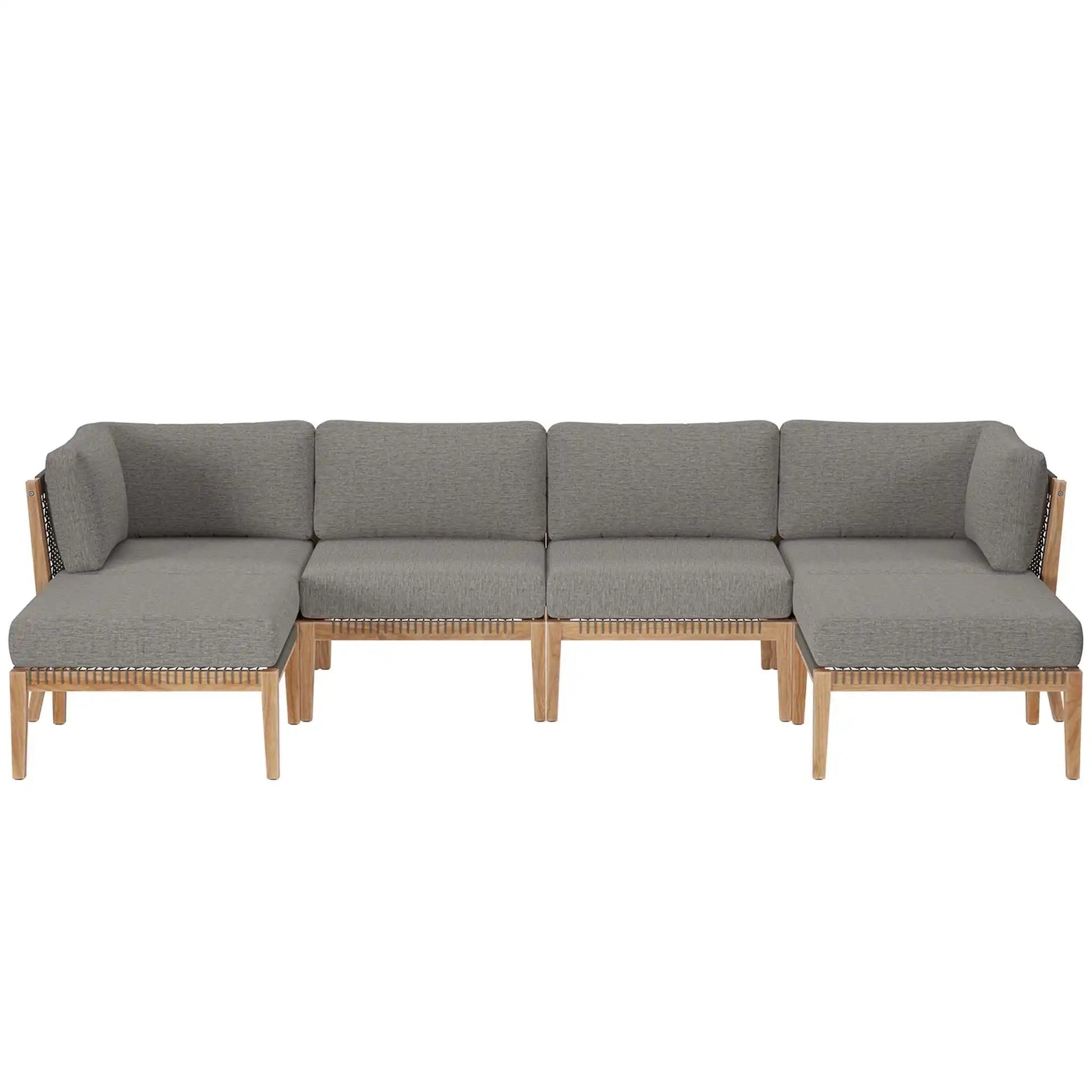 Clearwater 6-Piece Outdoor Patio Teak Wood Sectional Sofa by Modway - Best Buy Furniture