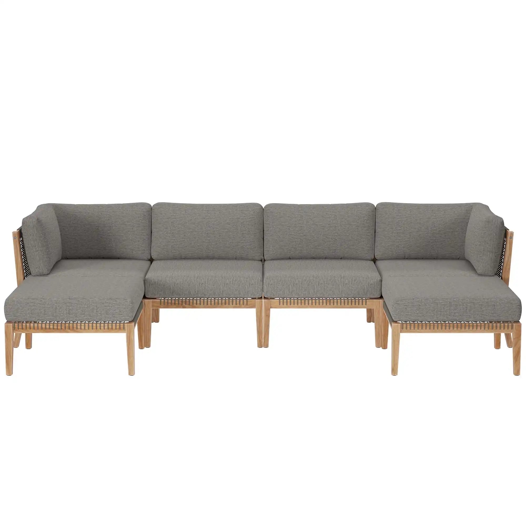 Clearwater 6-Piece Outdoor Patio Teak Wood Sectional Sofa by Modway - Best Buy Furniture