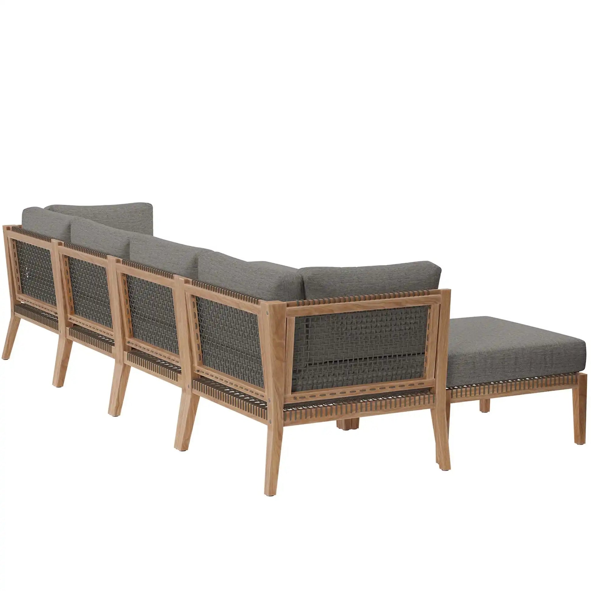 Clearwater 6-Piece Outdoor Patio Teak Wood Sectional Sofa by Modway - Best Buy Furniture