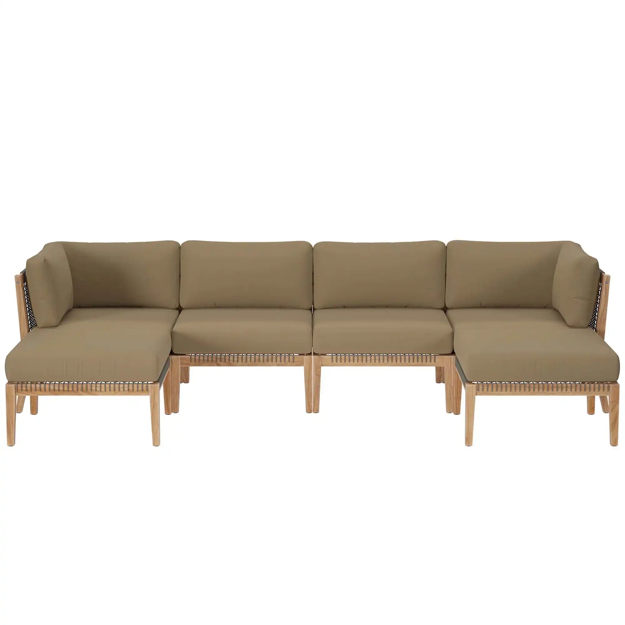 Clearwater 6-Piece Outdoor Patio Teak Wood Sectional Sofa by Modway - Best Buy Furniture