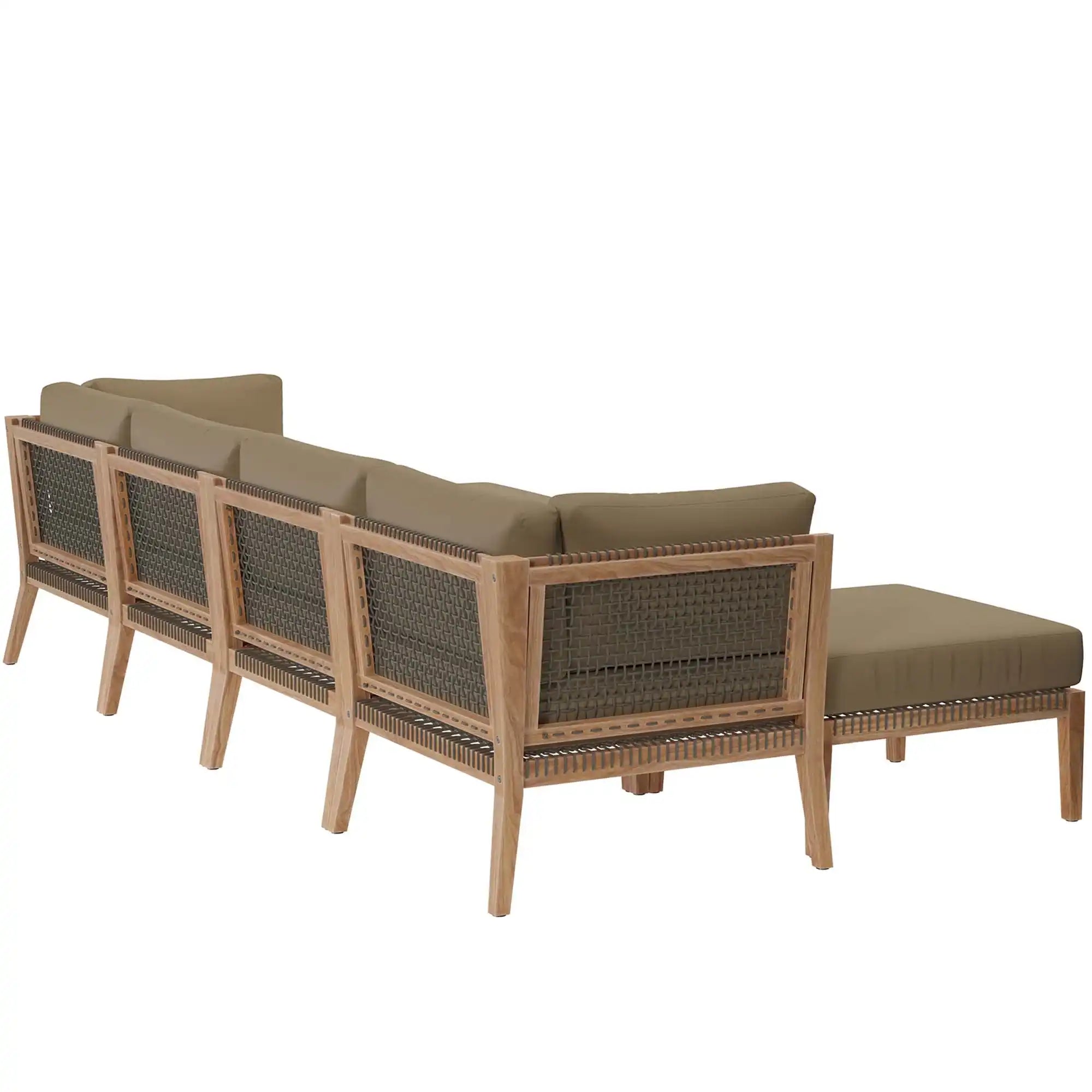 Clearwater 6-Piece Outdoor Patio Teak Wood Sectional Sofa by Modway - Best Buy Furniture