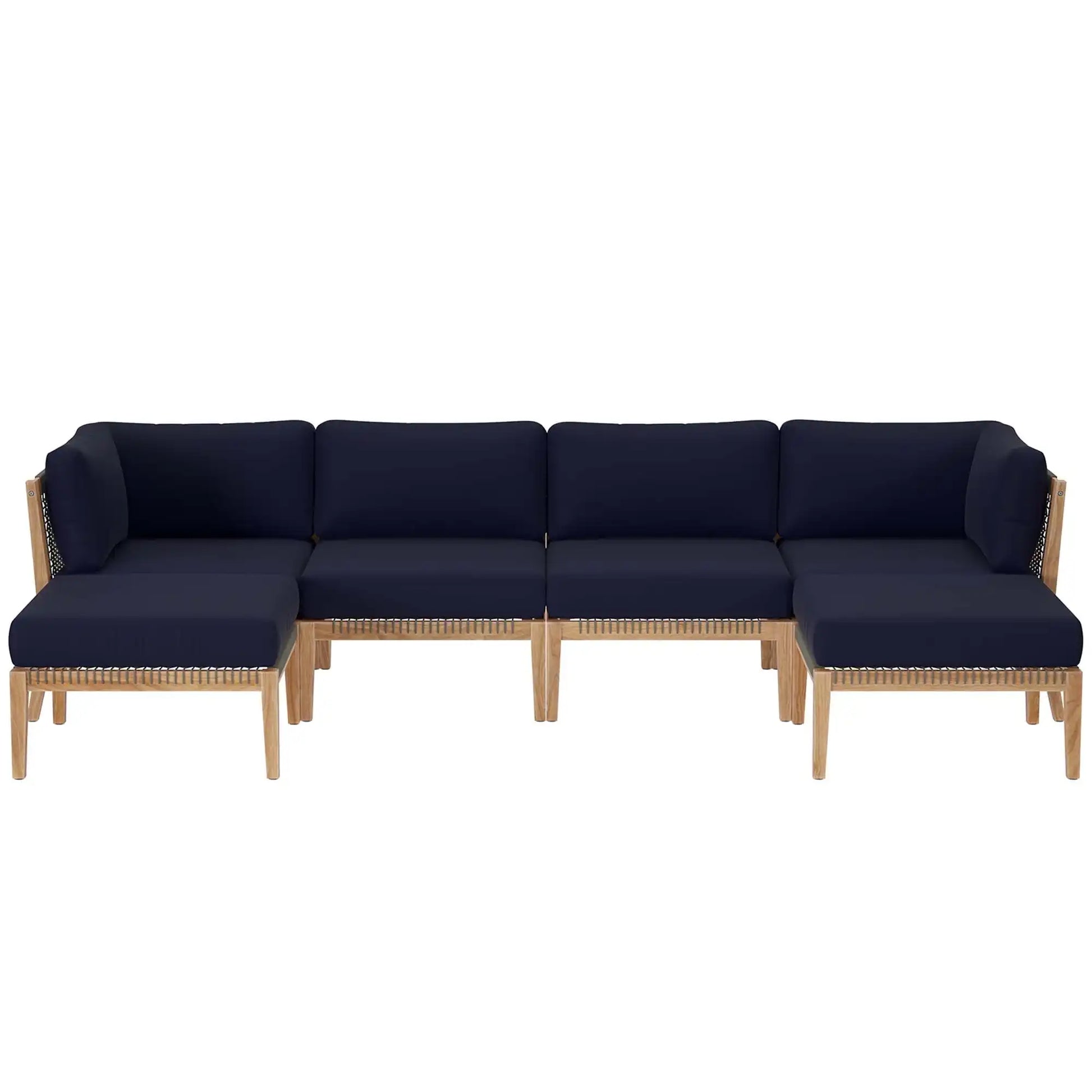 Clearwater 6-Piece Outdoor Patio Teak Wood Sectional Sofa by Modway - Best Buy Furniture