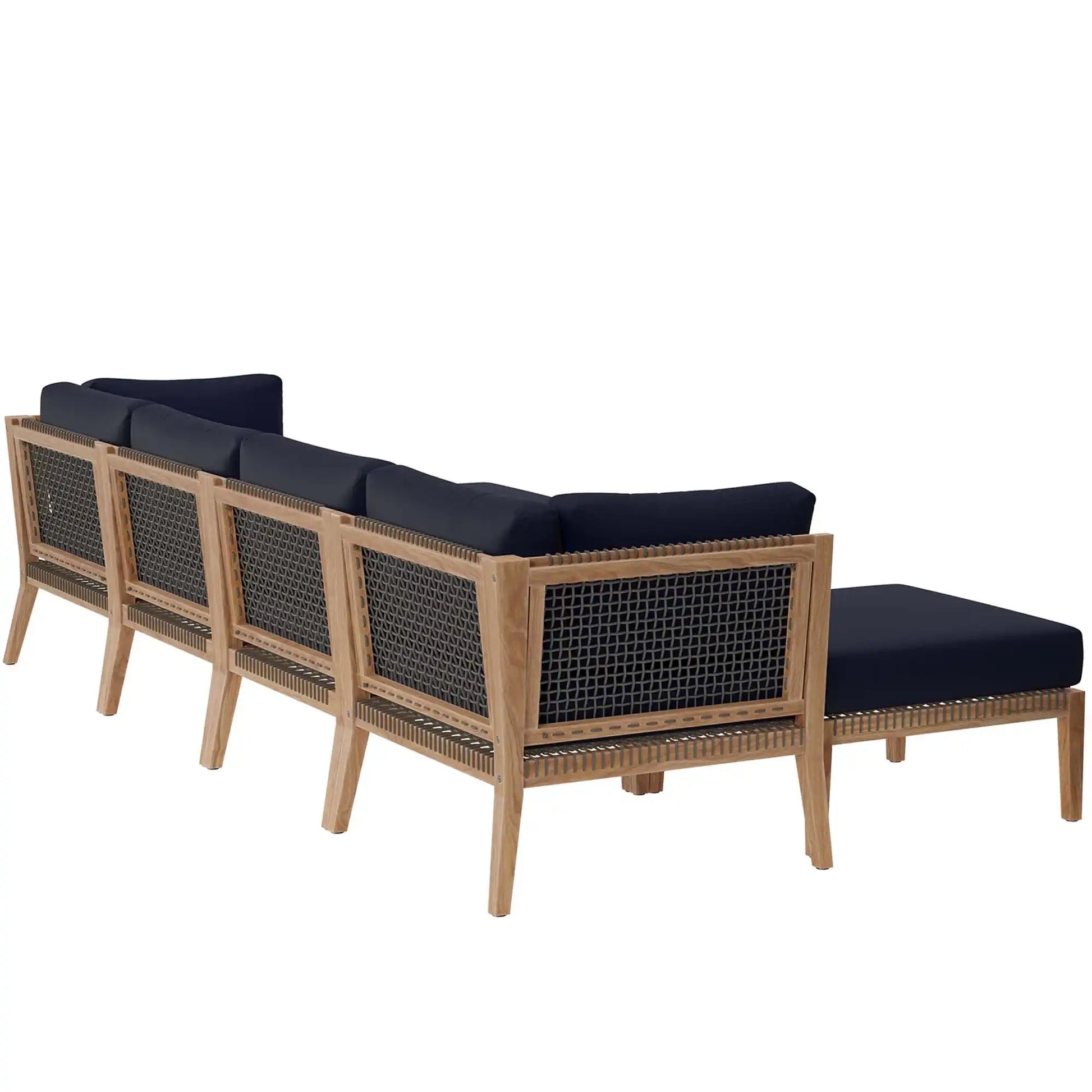 Clearwater 6-Piece Outdoor Patio Teak Wood Sectional Sofa by Modway - Best Buy Furniture