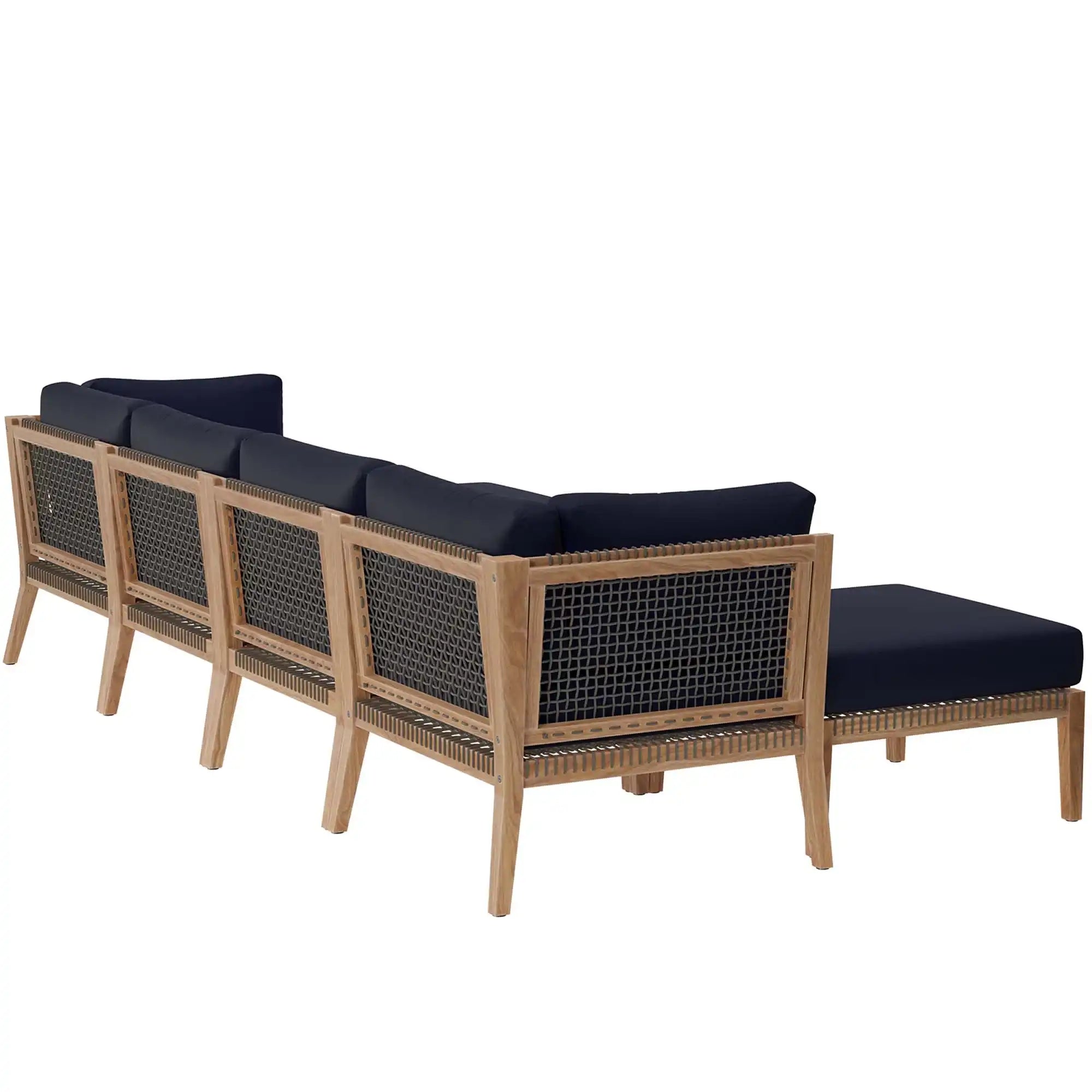 Clearwater 6-Piece Outdoor Patio Teak Wood Sectional Sofa by Modway - Best Buy Furniture