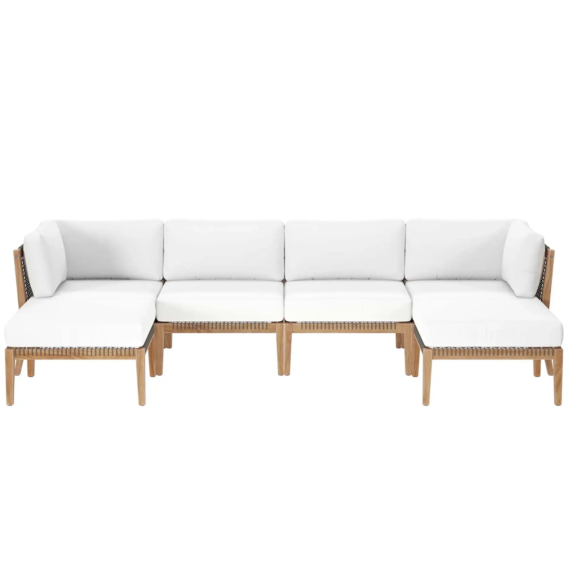 Clearwater 6-Piece Outdoor Patio Teak Wood Sectional Sofa by Modway - Best Buy Furniture