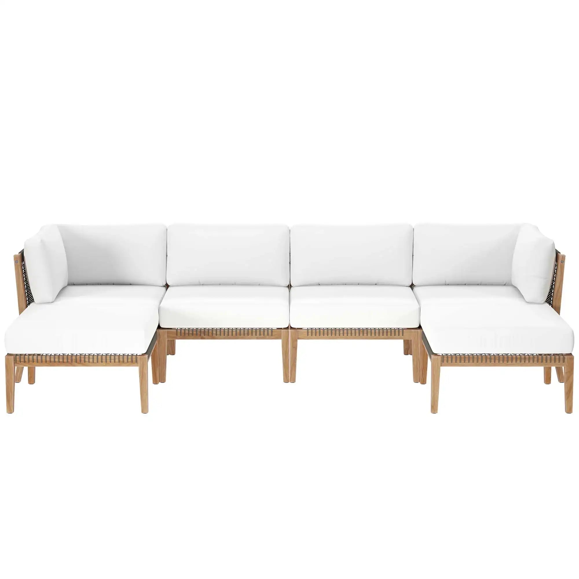 Clearwater 6-Piece Outdoor Patio Teak Wood Sectional Sofa by Modway - Best Buy Furniture