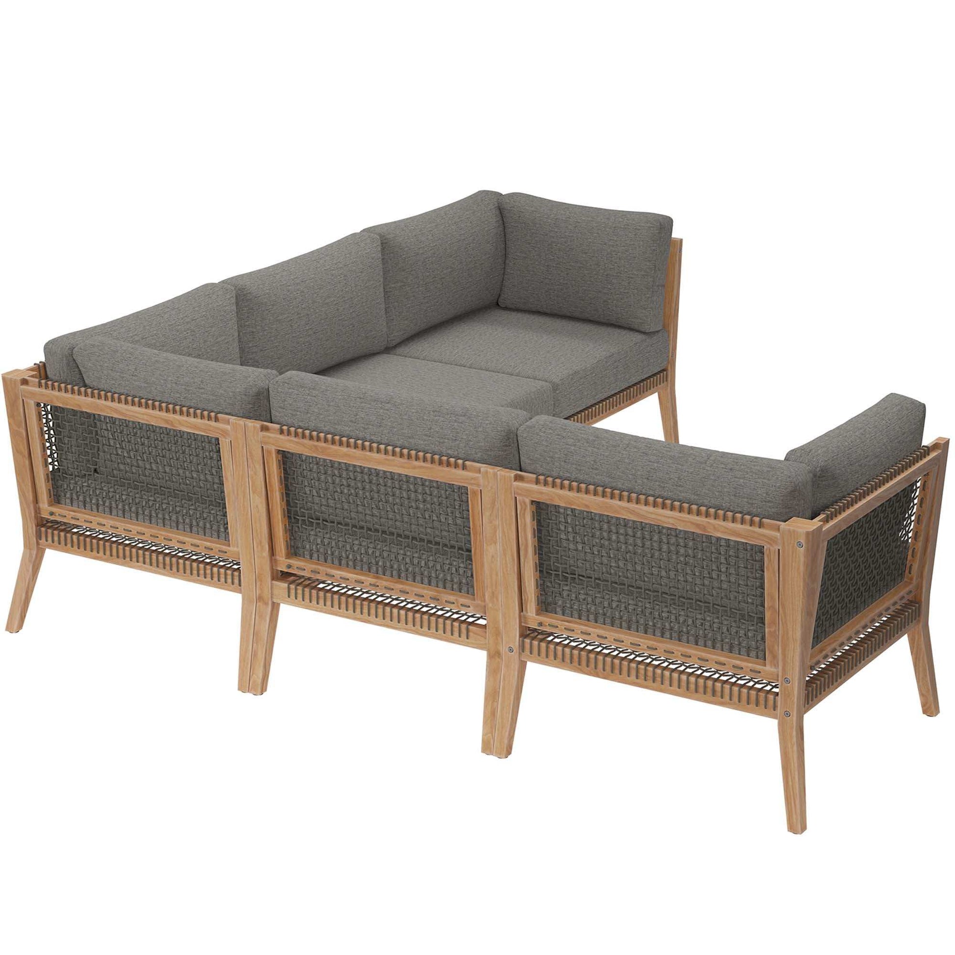 Clearwater 5-Piece Outdoor Patio Teak Wood Sectional Sofa by Modway - Best Buy Furniture