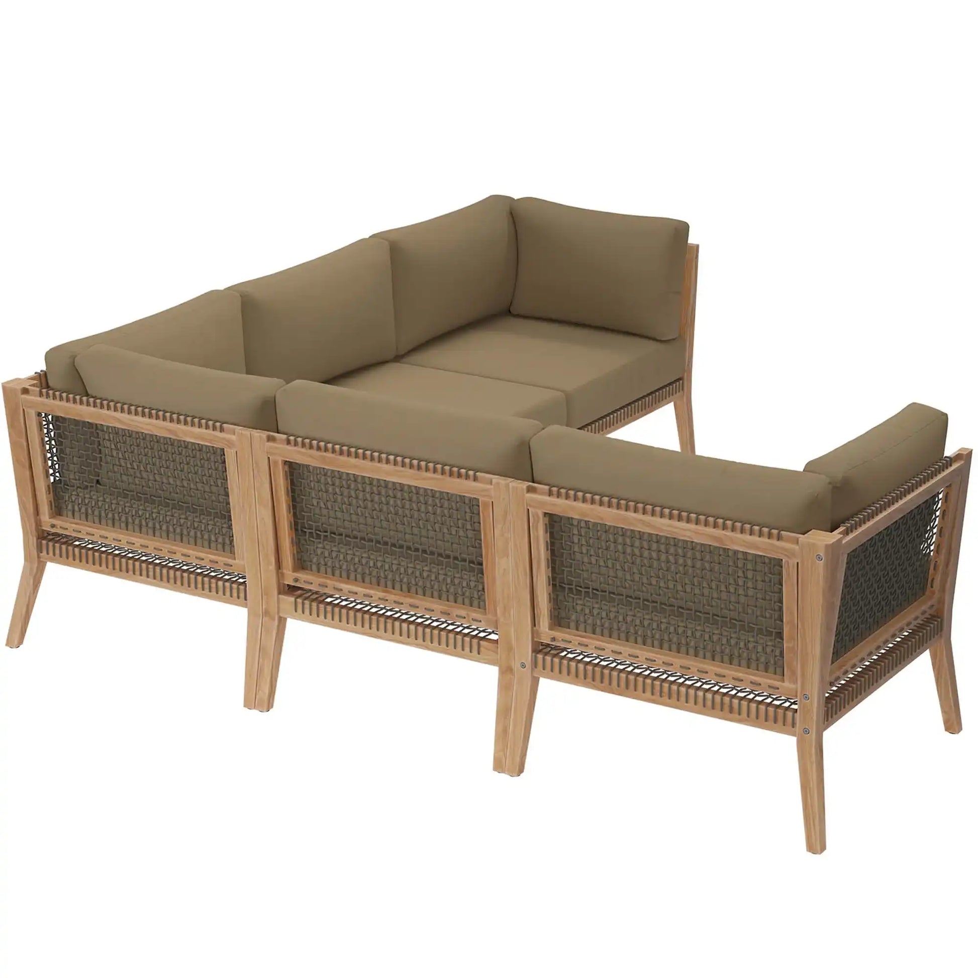 Clearwater 5-Piece Outdoor Patio Teak Wood Sectional Sofa by Modway - Best Buy Furniture