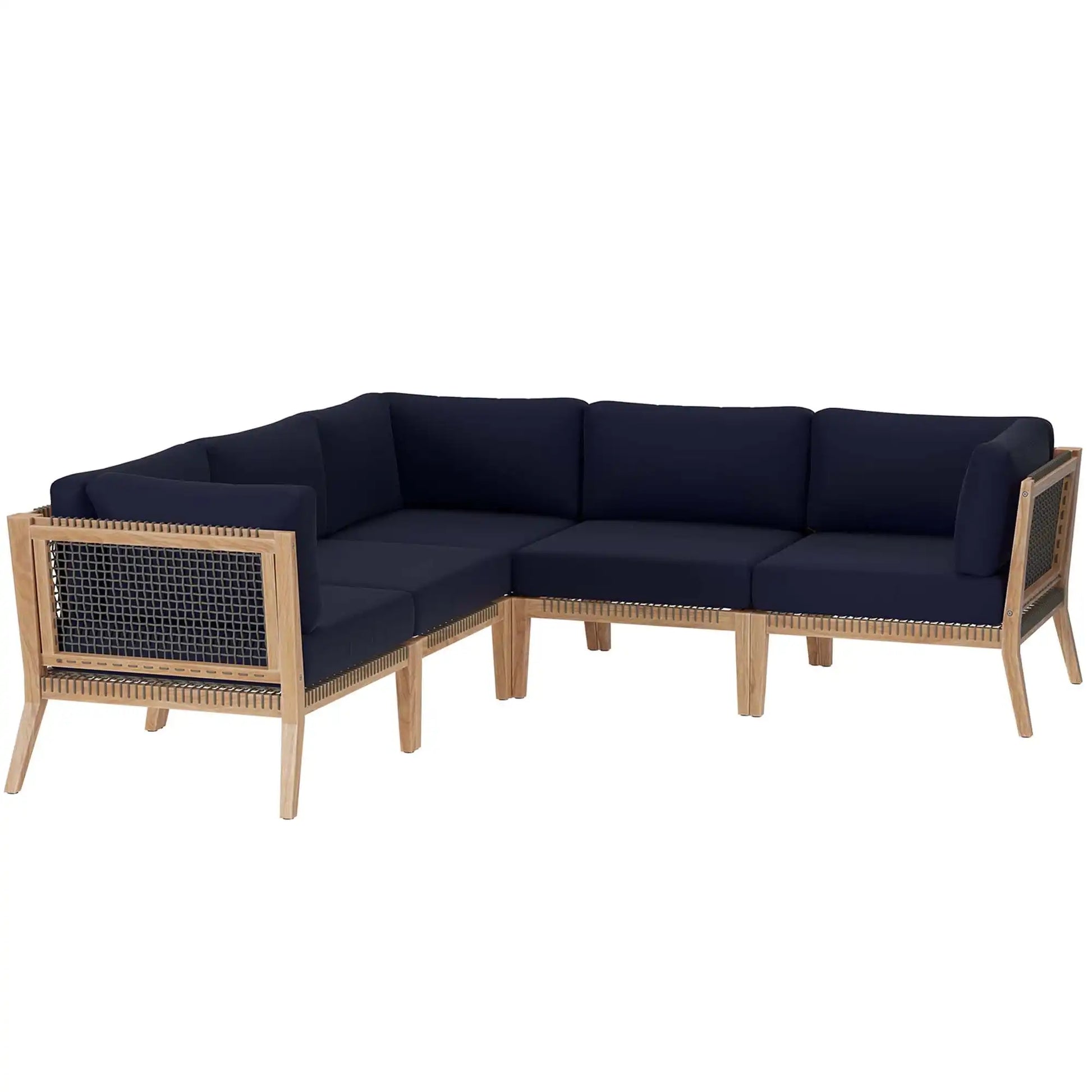 Clearwater 5-Piece Outdoor Patio Teak Wood Sectional Sofa by Modway - Best Buy Furniture