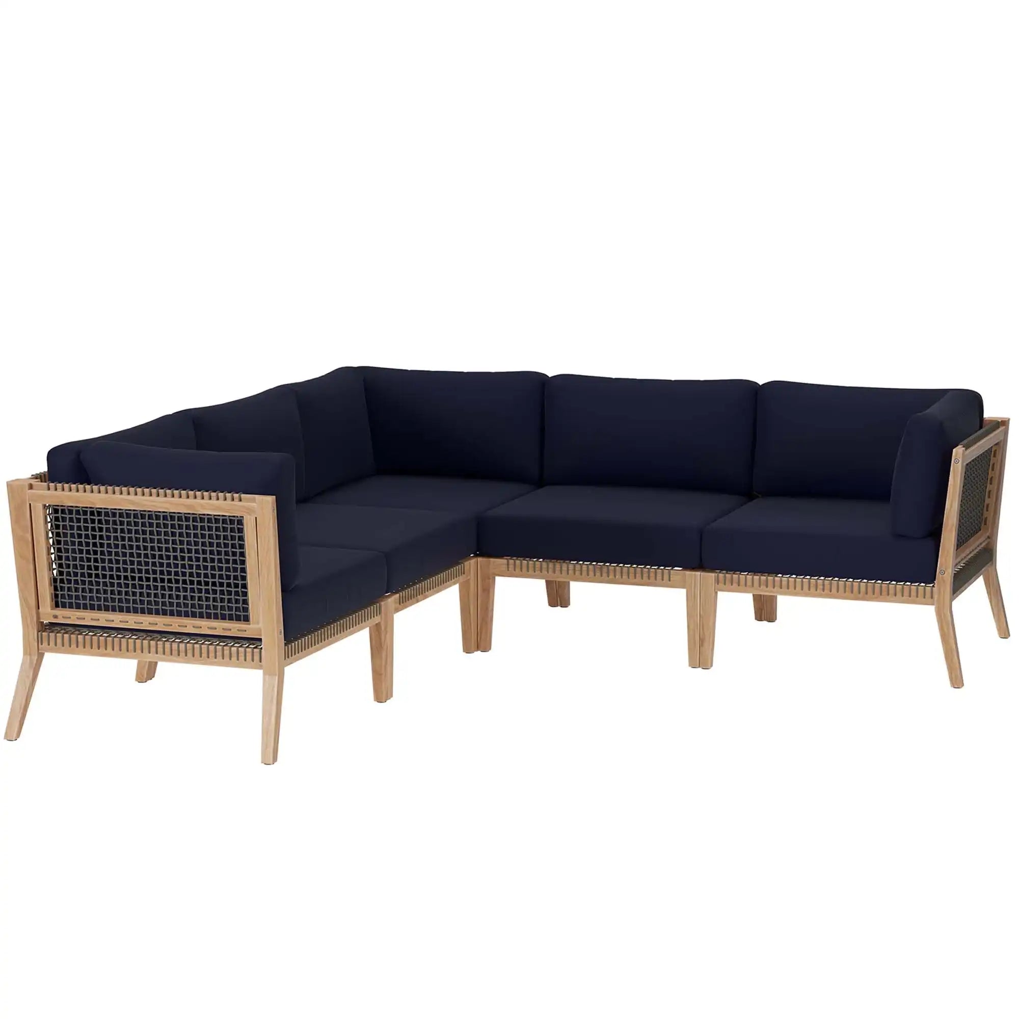 Clearwater 5-Piece Outdoor Patio Teak Wood Sectional Sofa by Modway - Best Buy Furniture