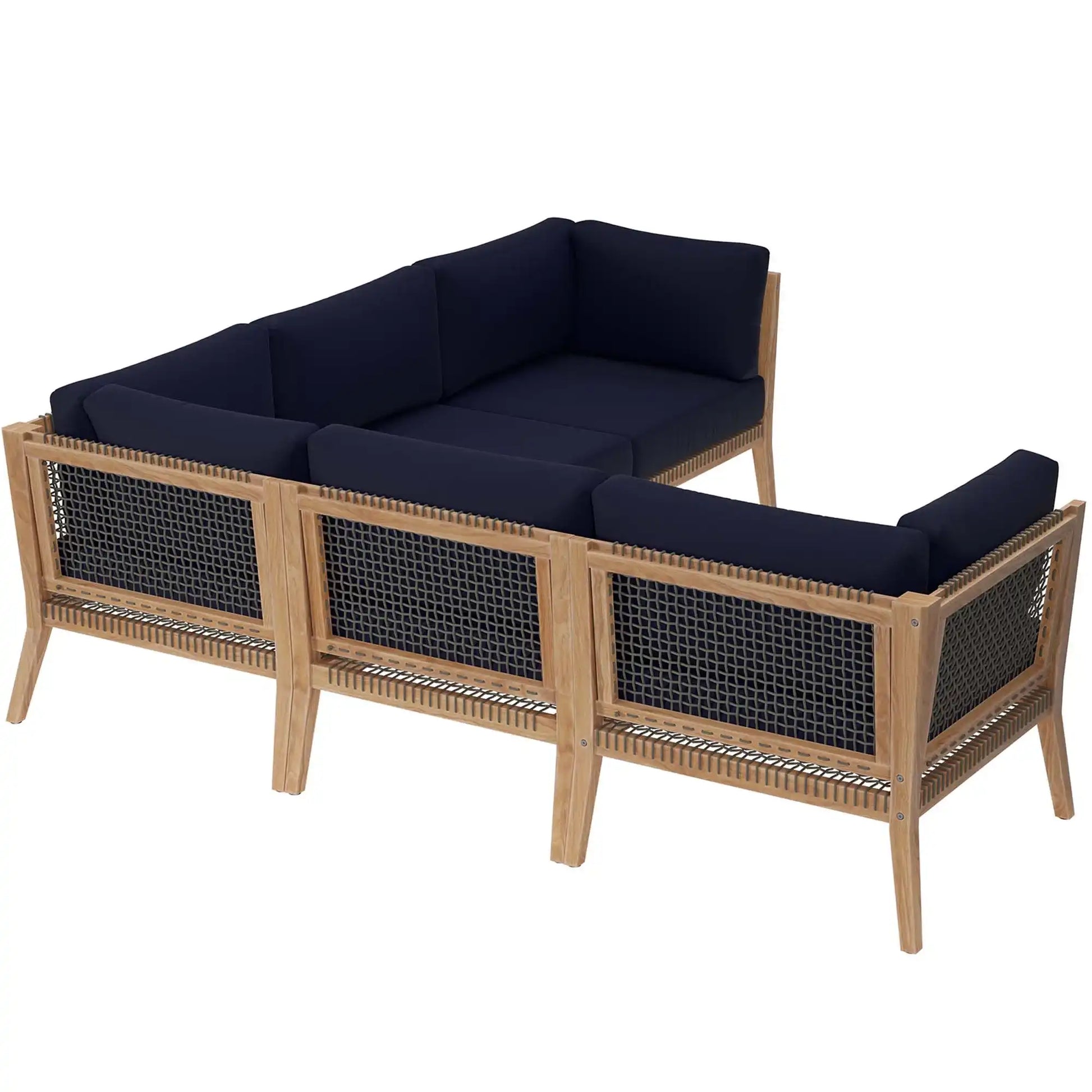 Clearwater 5-Piece Outdoor Patio Teak Wood Sectional Sofa by Modway - Best Buy Furniture