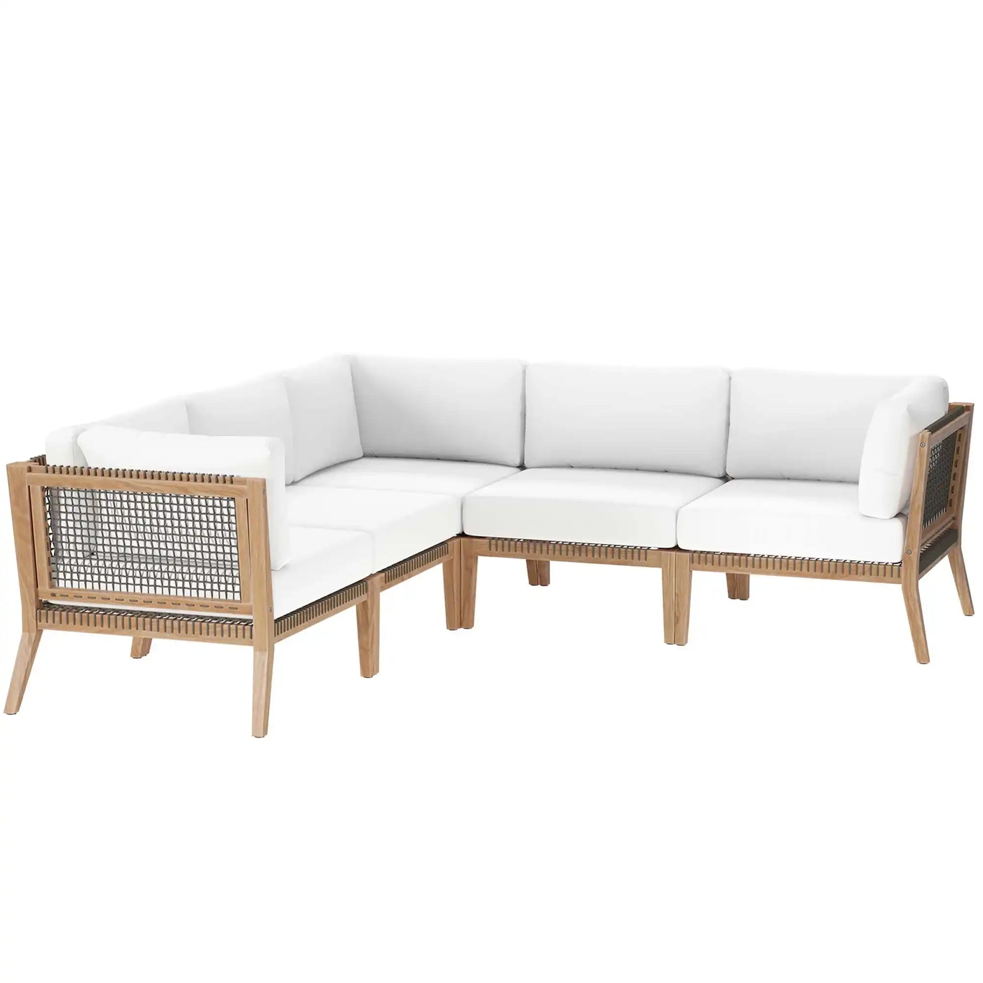 Clearwater 5-Piece Outdoor Patio Teak Wood Sectional Sofa by Modway - Best Buy Furniture