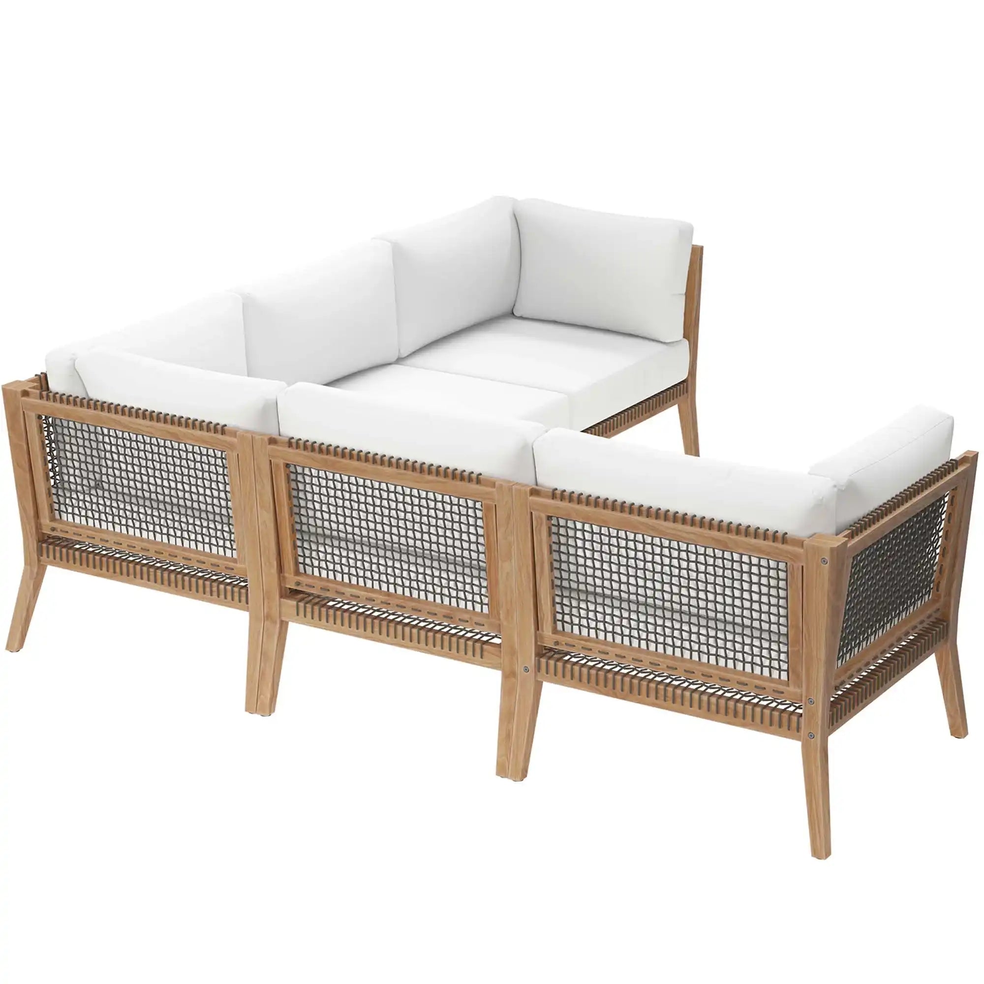 Clearwater 5-Piece Outdoor Patio Teak Wood Sectional Sofa by Modway - Best Buy Furniture