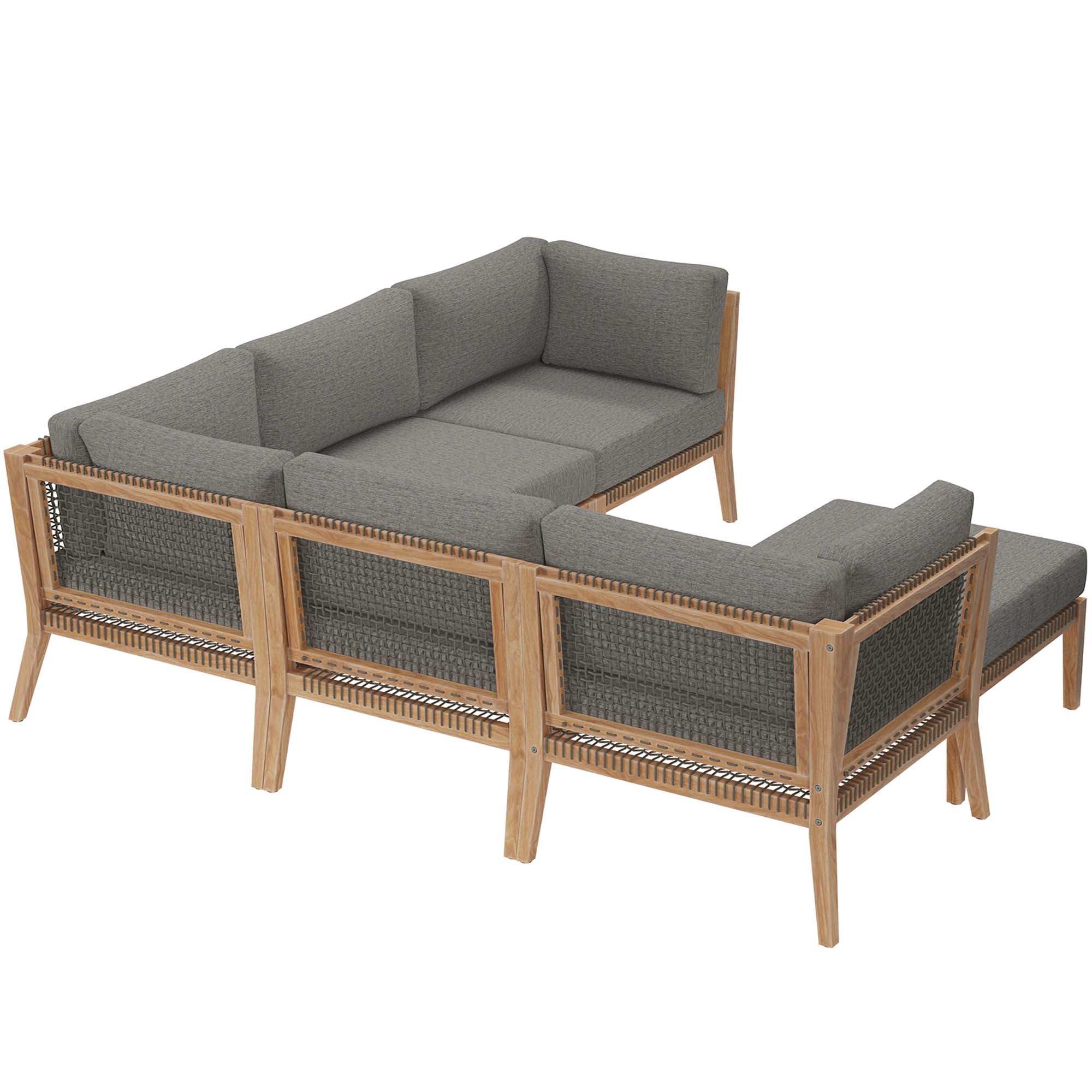 Clearwater 6-Piece Outdoor Patio Teak Wood Sectional Sofa by Modway - Best Buy Furniture