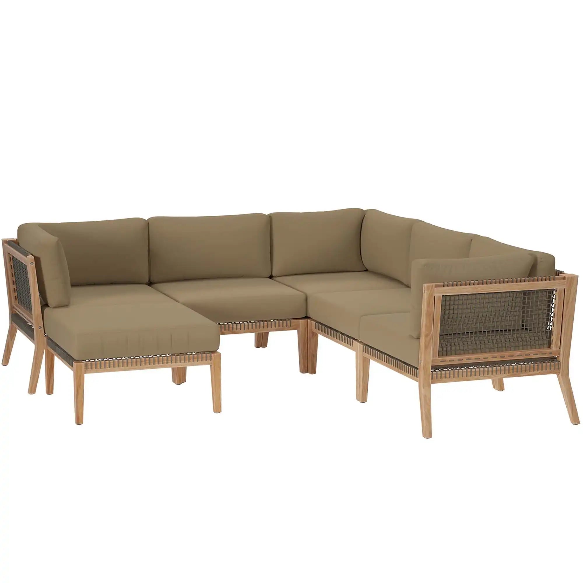 Clearwater 6-Piece Outdoor Patio Teak Wood Sectional Sofa by Modway - Best Buy Furniture