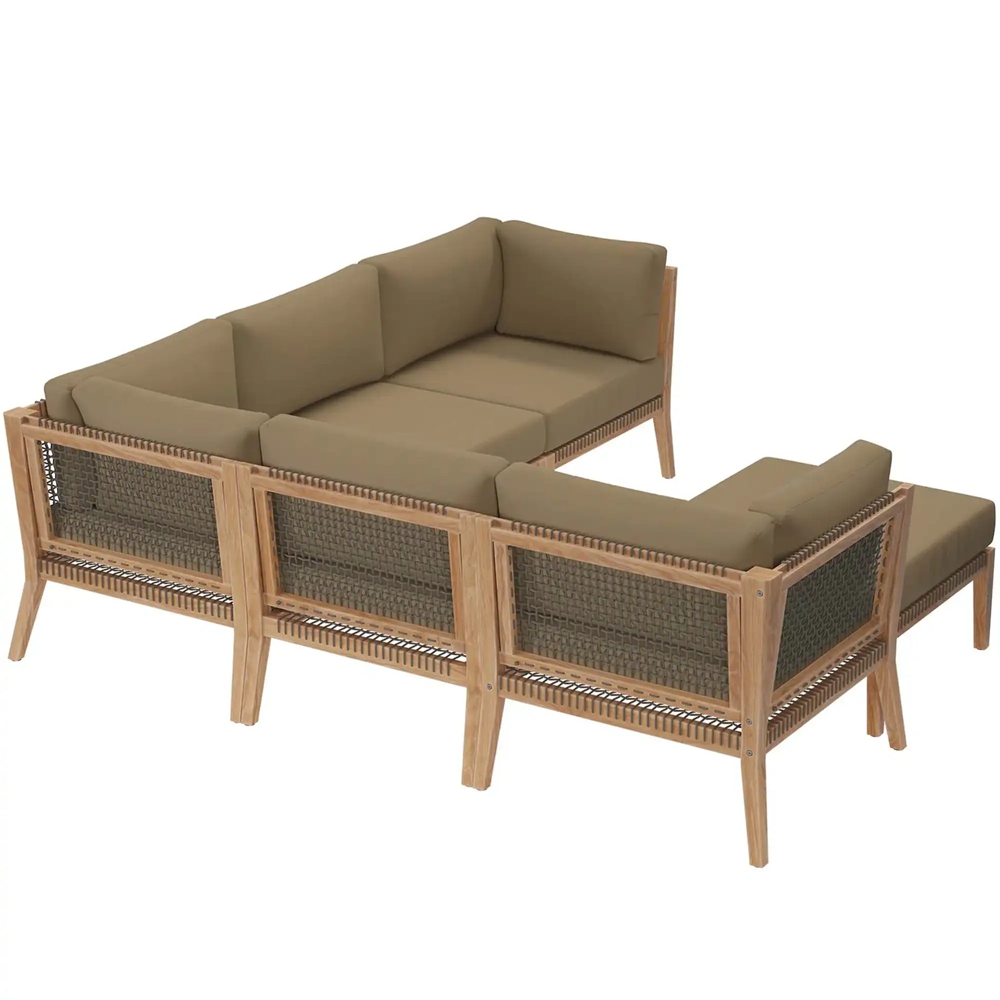 Clearwater 6-Piece Outdoor Patio Teak Wood Sectional Sofa by Modway - Best Buy Furniture