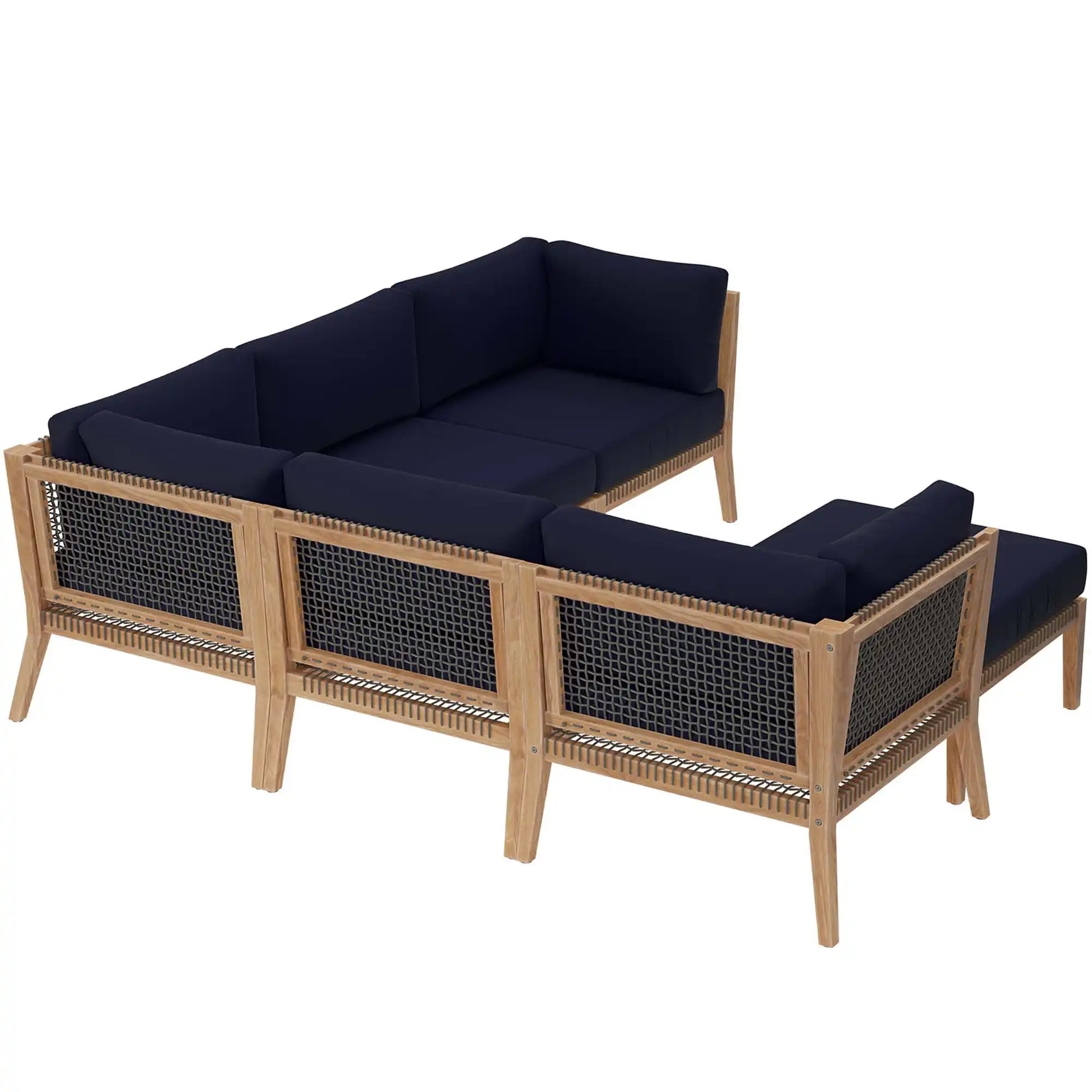 Clearwater 6-Piece Outdoor Patio Teak Wood Sectional Sofa by Modway - Best Buy Furniture