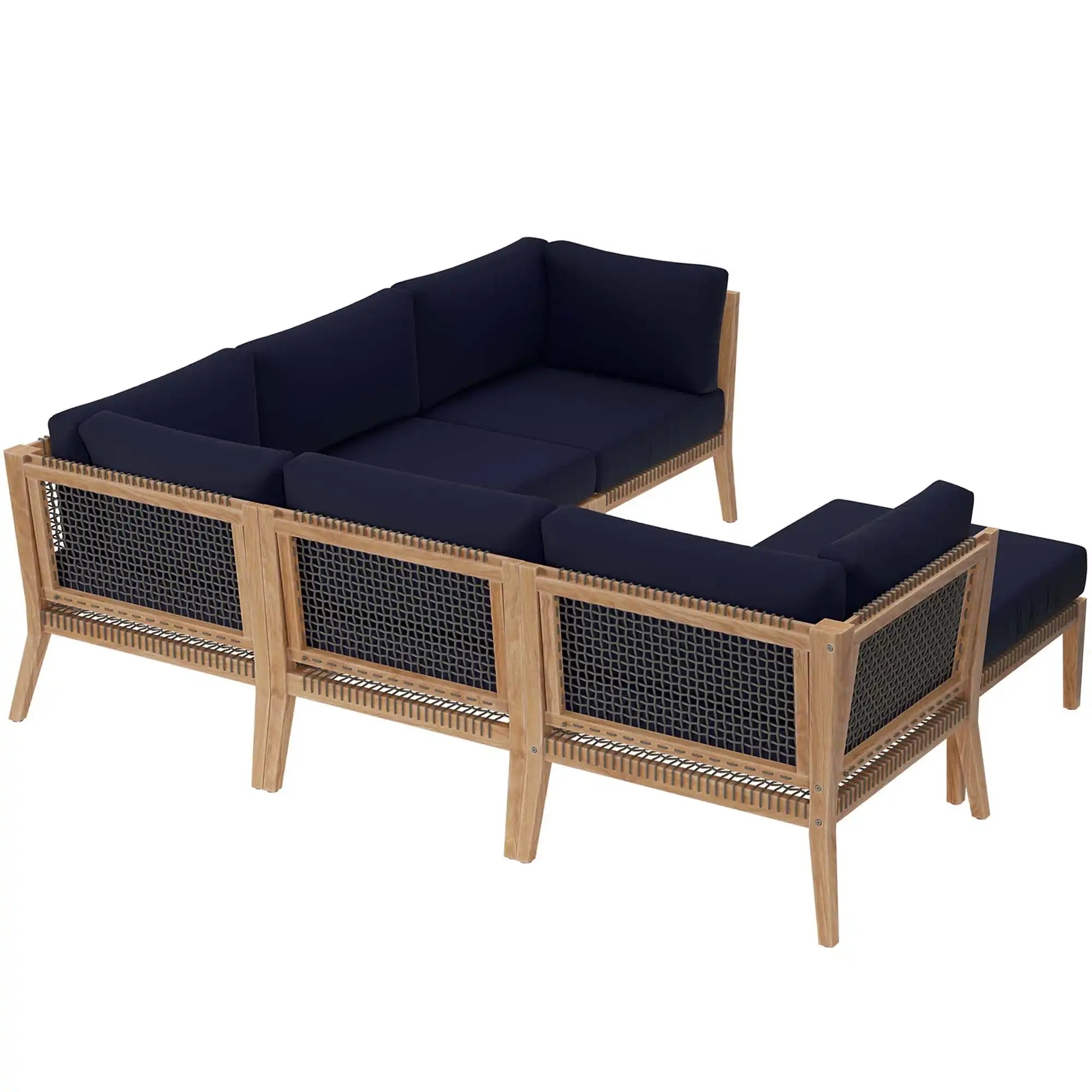 Clearwater 6-Piece Outdoor Patio Teak Wood Sectional Sofa by Modway - Best Buy Furniture