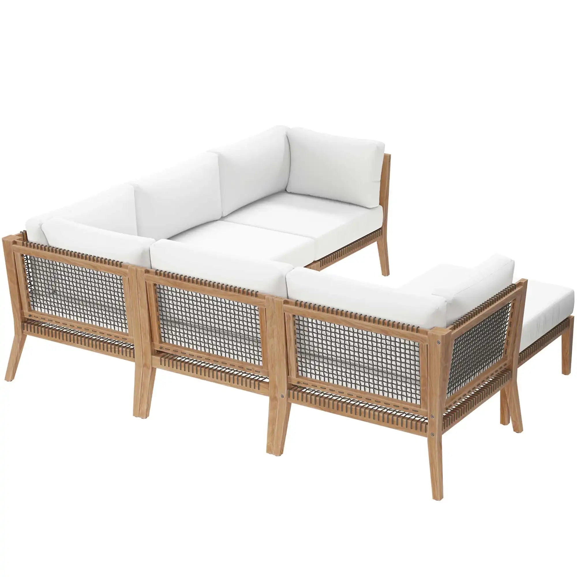 Clearwater 6-Piece Outdoor Patio Teak Wood Sectional Sofa by Modway - Best Buy Furniture