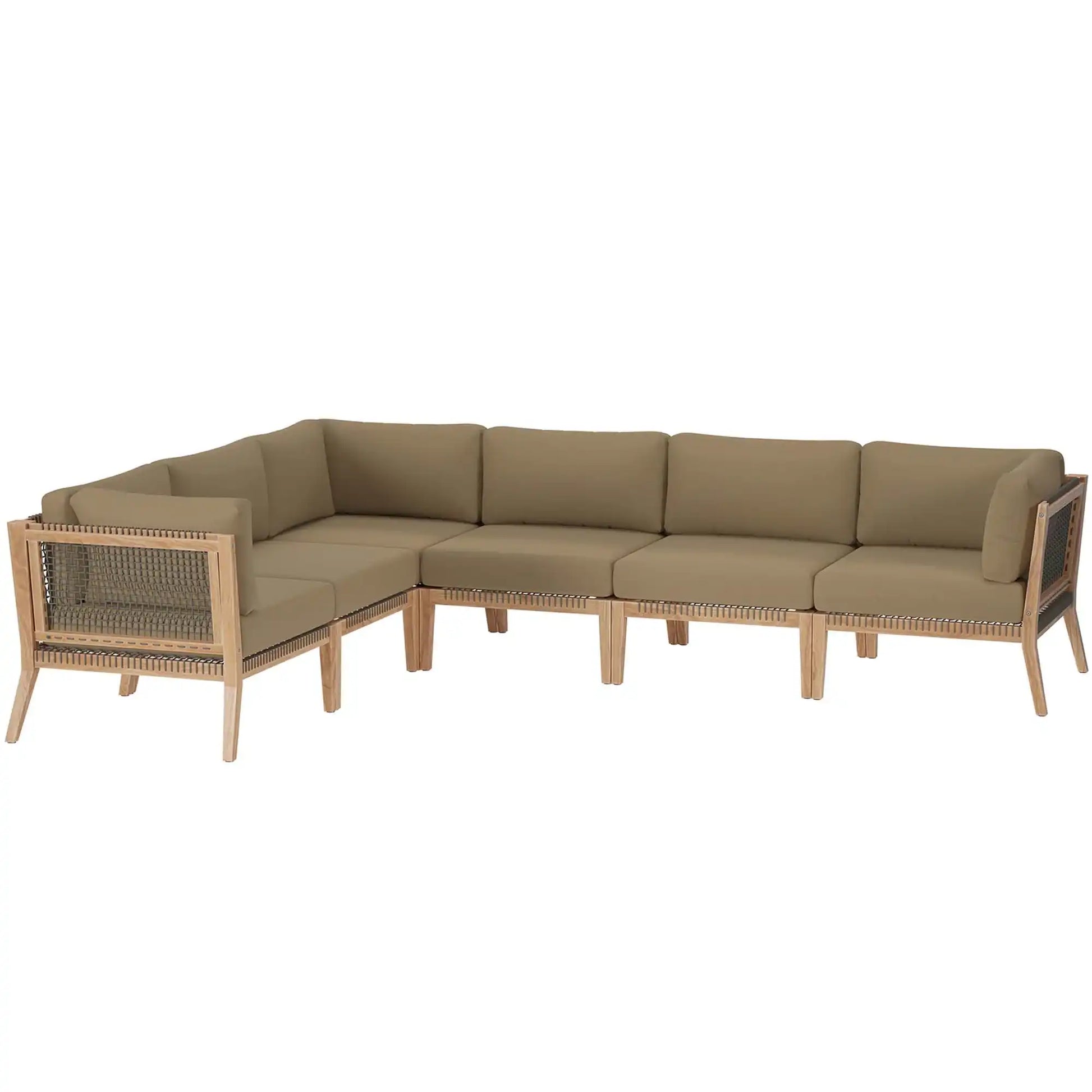 Clearwater 6-Piece Outdoor Patio Teak Wood Sectional Sofa by Modway - Best Buy Furniture