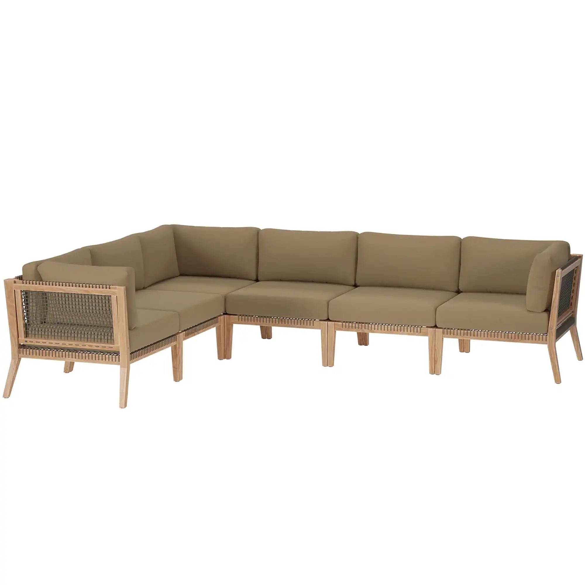 Clearwater 6-Piece Outdoor Patio Teak Wood Sectional Sofa by Modway - Best Buy Furniture