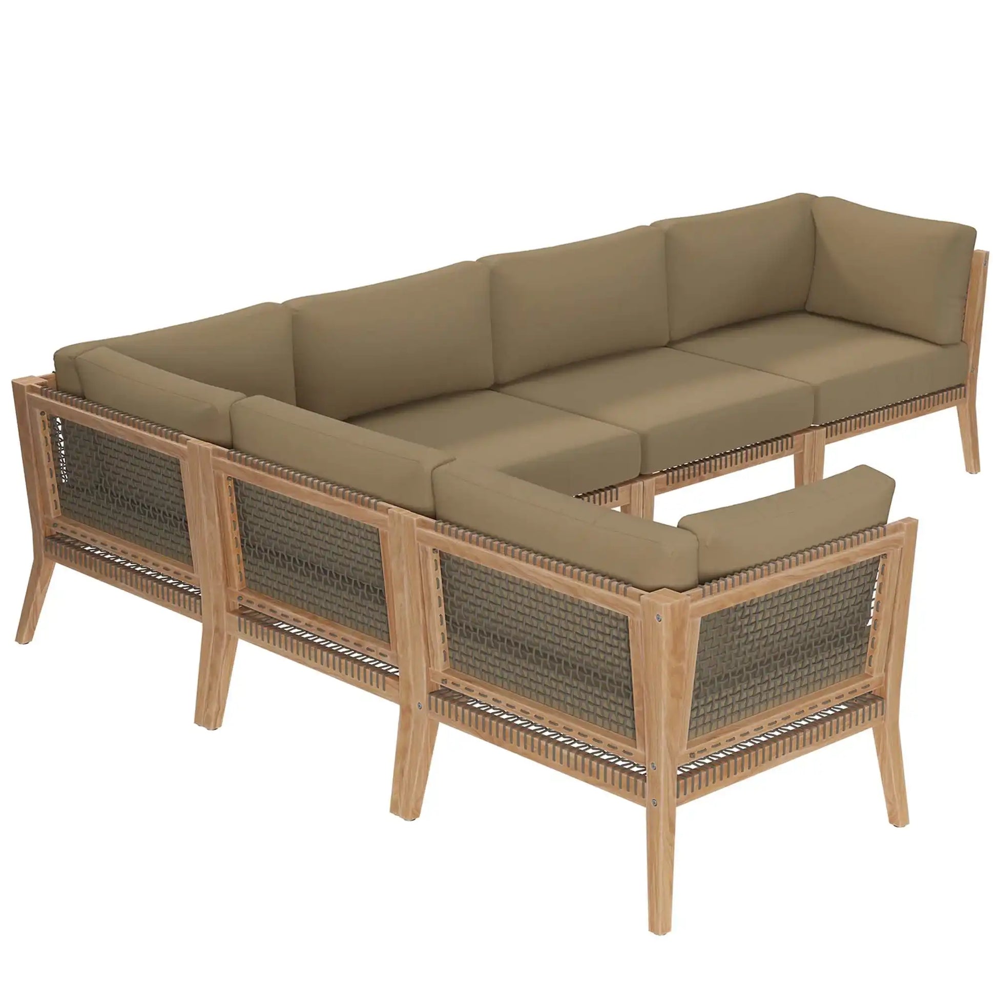 Clearwater 6-Piece Outdoor Patio Teak Wood Sectional Sofa by Modway - Best Buy Furniture