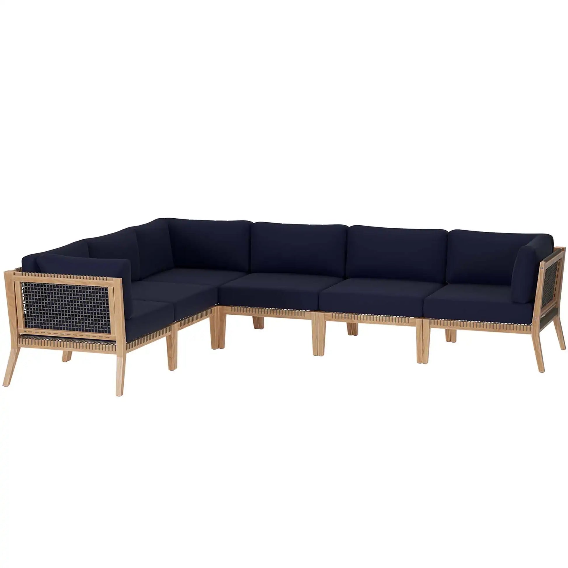 Clearwater 6-Piece Outdoor Patio Teak Wood Sectional Sofa by Modway - Best Buy Furniture