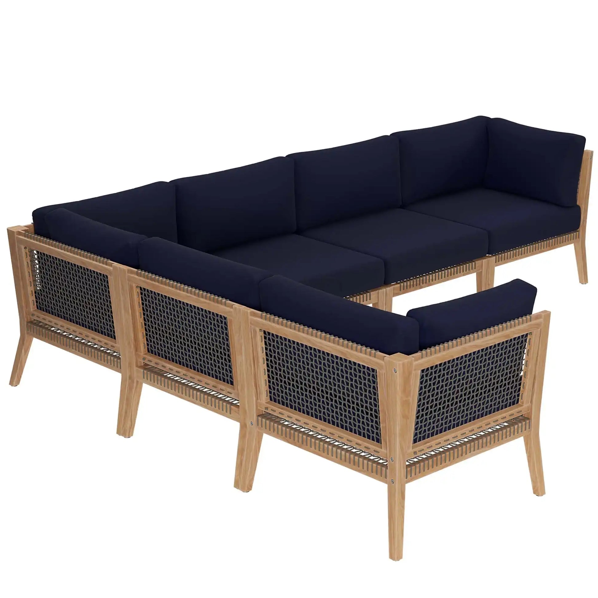 Clearwater 6-Piece Outdoor Patio Teak Wood Sectional Sofa by Modway - Best Buy Furniture