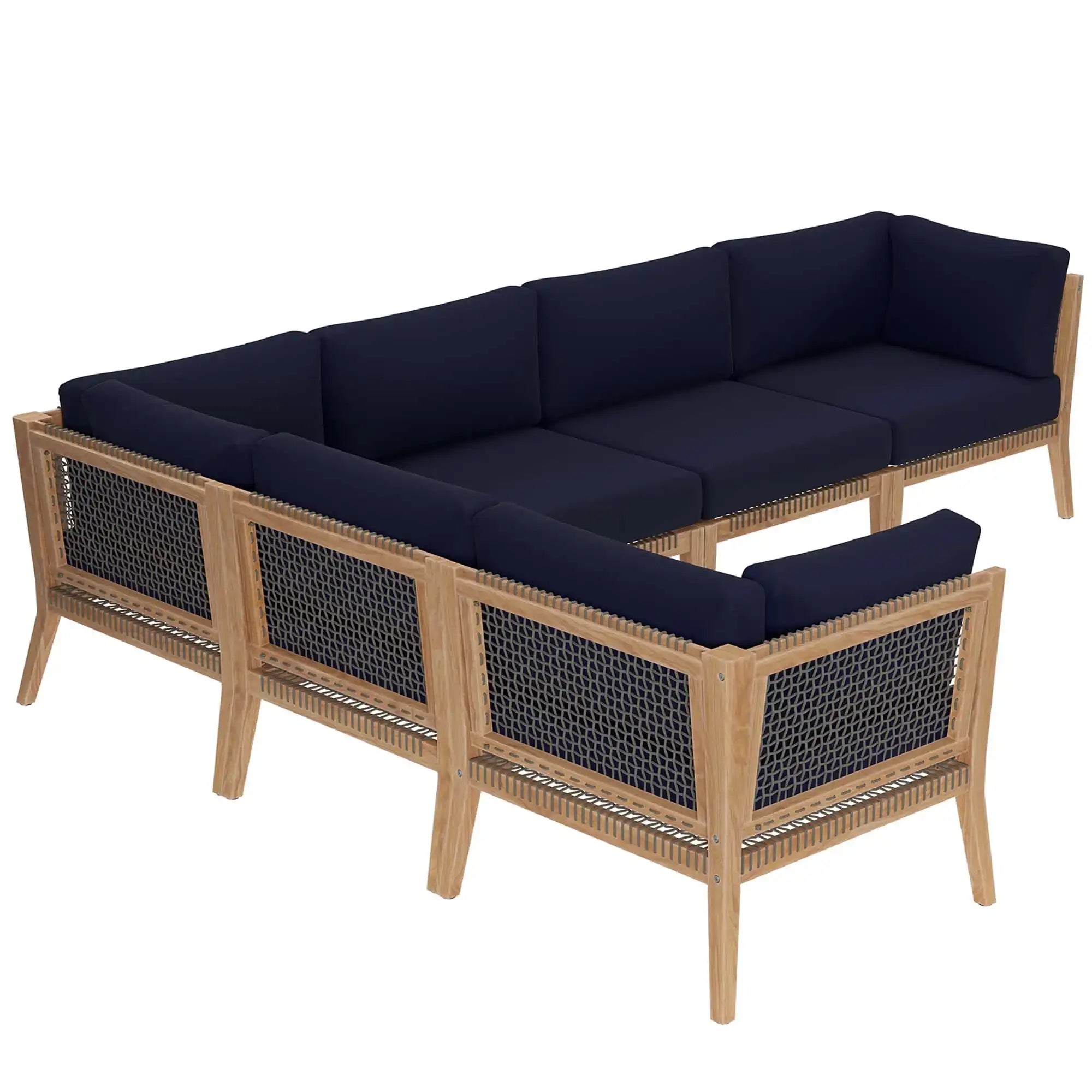 Clearwater 6-Piece Outdoor Patio Teak Wood Sectional Sofa by Modway - Best Buy Furniture