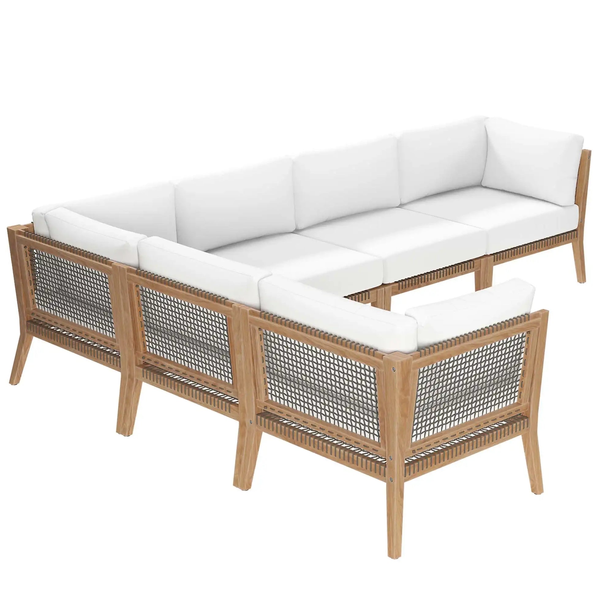 Clearwater 6-Piece Outdoor Patio Teak Wood Sectional Sofa by Modway - Best Buy Furniture