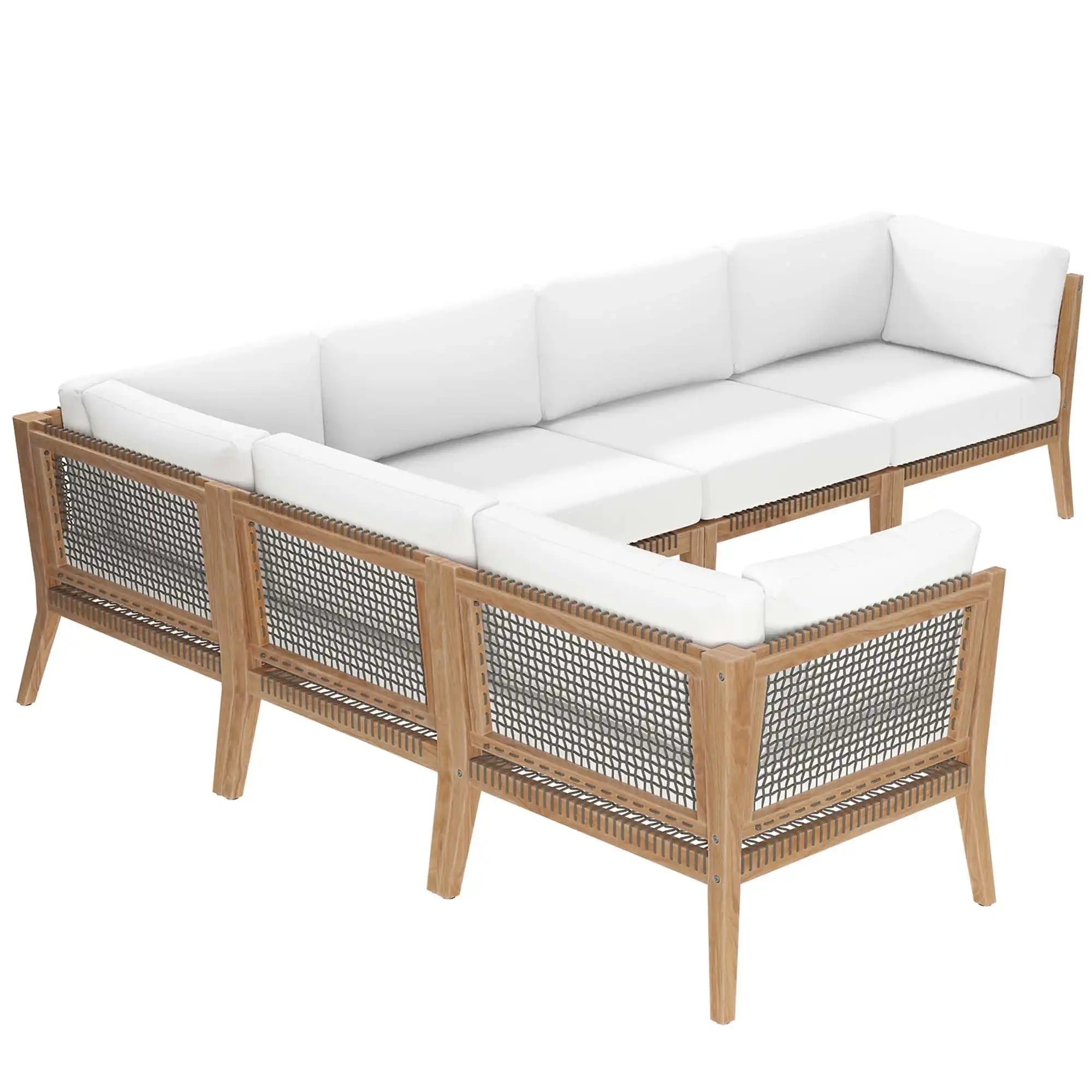 Clearwater 6-Piece Outdoor Patio Teak Wood Sectional Sofa by Modway - Best Buy Furniture